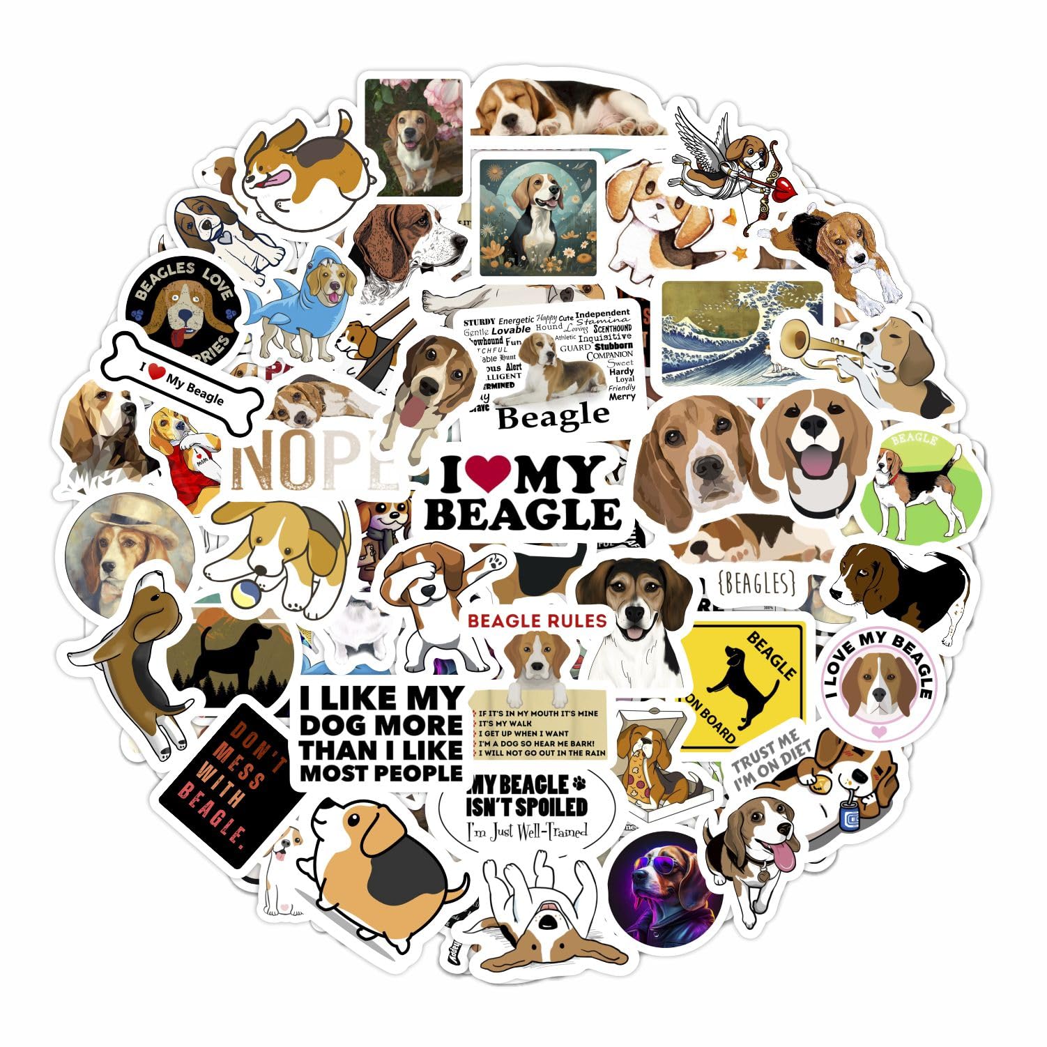 Beagle Stickers For Water Bottle And Laptop   Dog Lover Party Favors & Decorations, Waterproof Vinyl Puppy Decals, Cute Beagle S