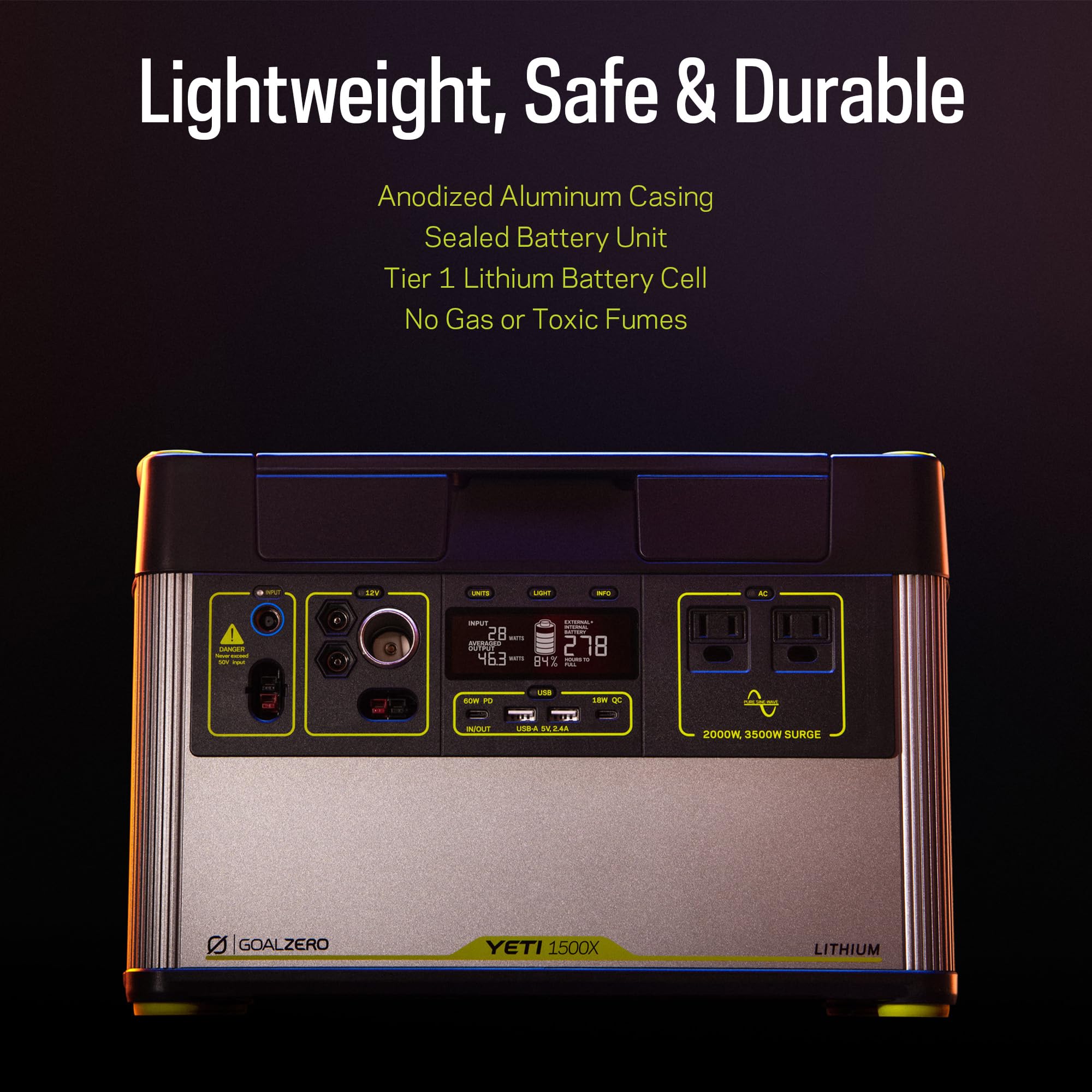 Goal Zero Yeti Portable Power Station - Yeti 1500X W/ 1,516 Watt Hours Battery Capacity, Usb Ports & Ac Inverter - Rechargeable