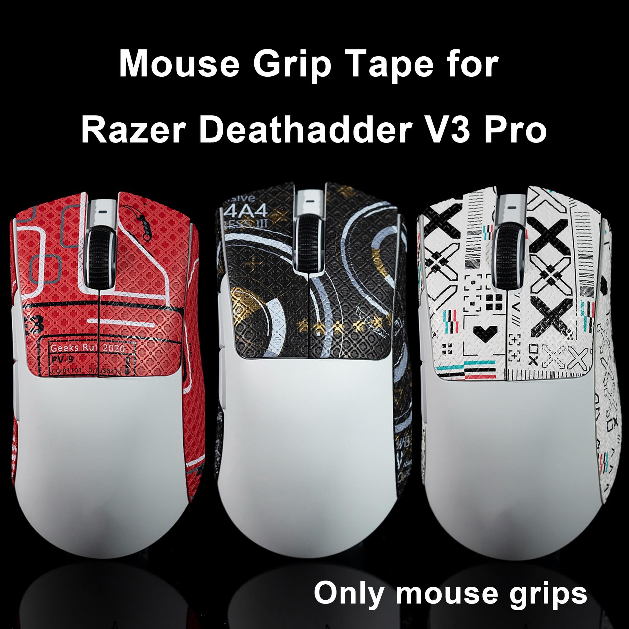 Hokeyio Grip Tape For Razer Deathadder V3 Pro - Anti-Slip,Enhanced Control, Suck Sweat,Soft Leather,Improves Fps Gaming Grip [Pr