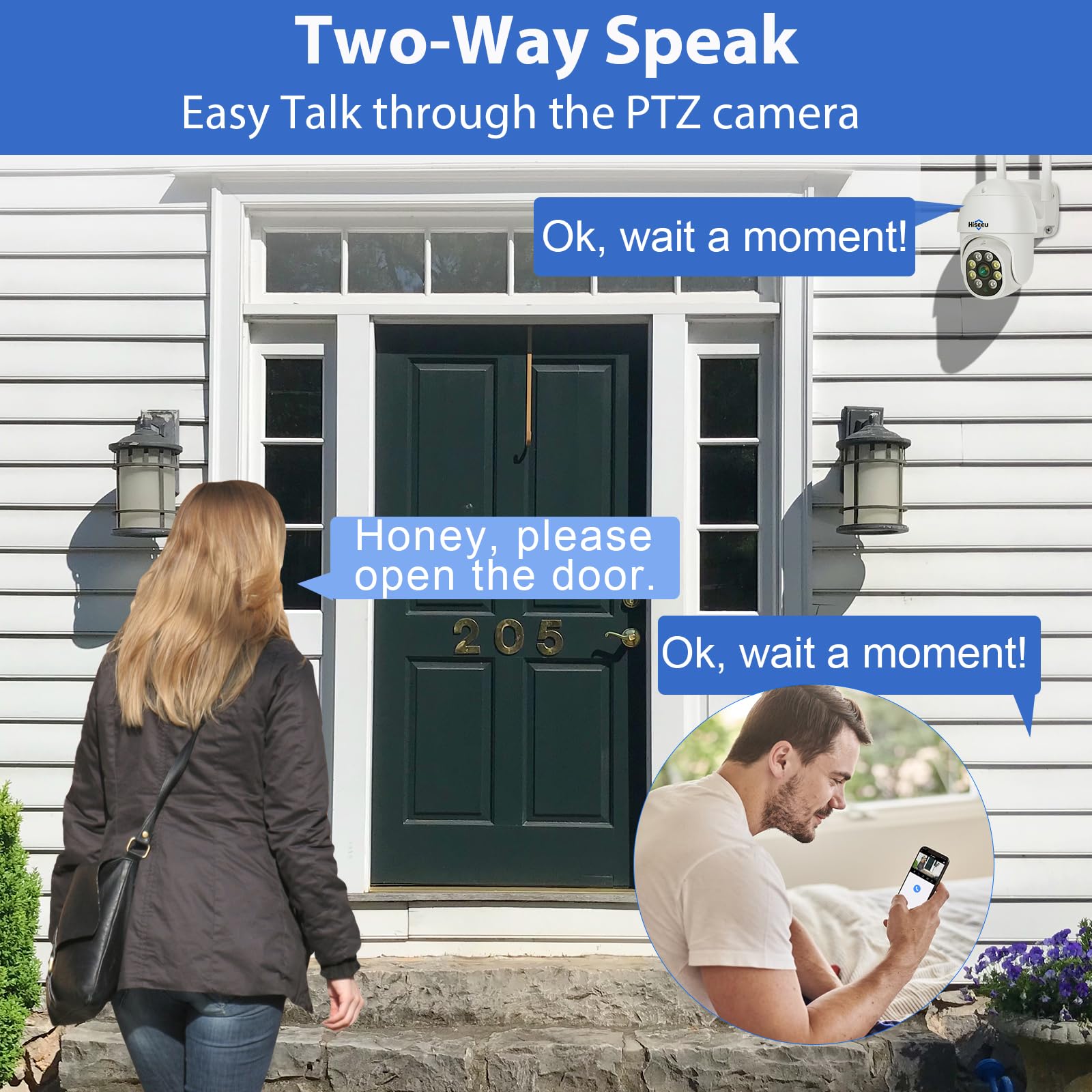 Hiseeu 5Mp Wireless Ptz Security Camera System, Indoor Outdoor Ip66 Waterproof Wifi Camera, 4K 10Ch Nvr, 2 Way Audio, Motion Detection Alarm, 24/7 Surveillance, 1Tb Hard Drive (Plug In Power Supply)