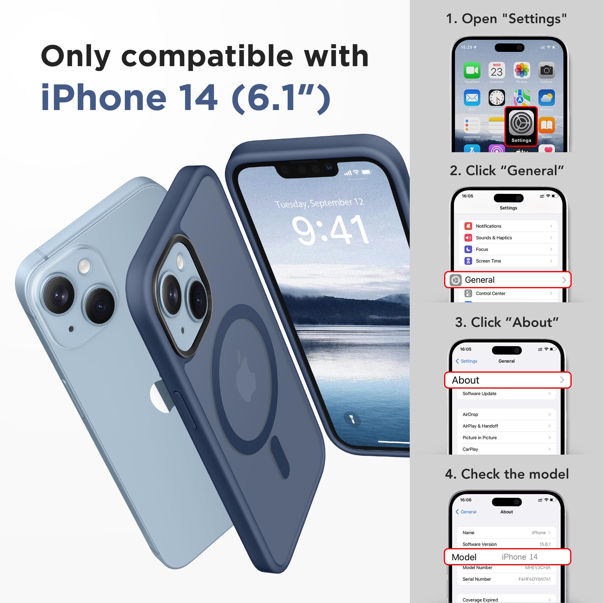 Gonez Magnetic For Iphone 14 Case,Compatible With Magsafe,[2 Screen Protector & 2 Camera Cover][Anti Fingerprint] Slim Transluce