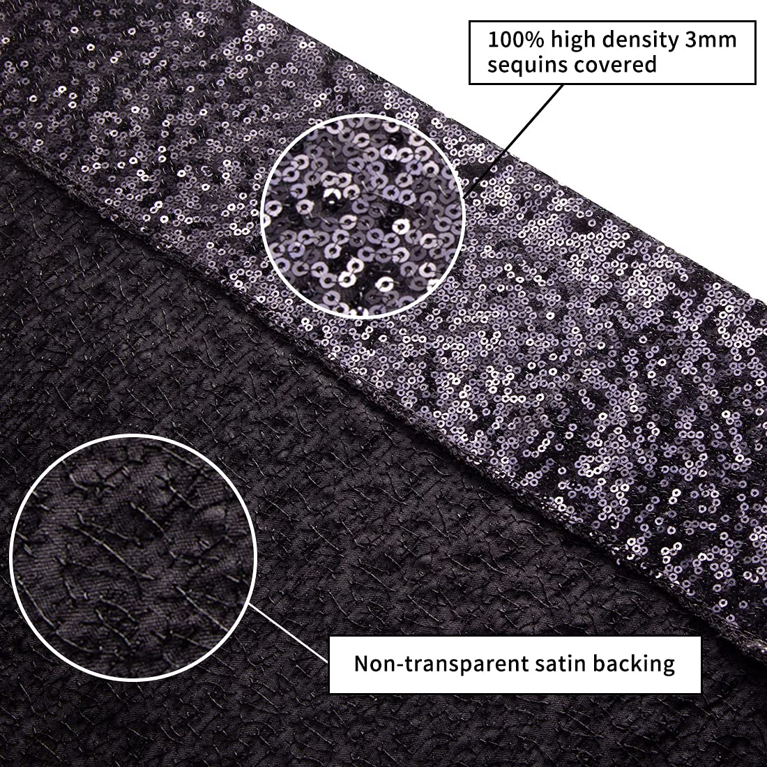 Poise3Ehome Black Sequin Backdrop (6Ft X 6Ft),Thick Satin Black Sequin Photo Backdrop Curtain,Sparkly Opaque Photography Curtain