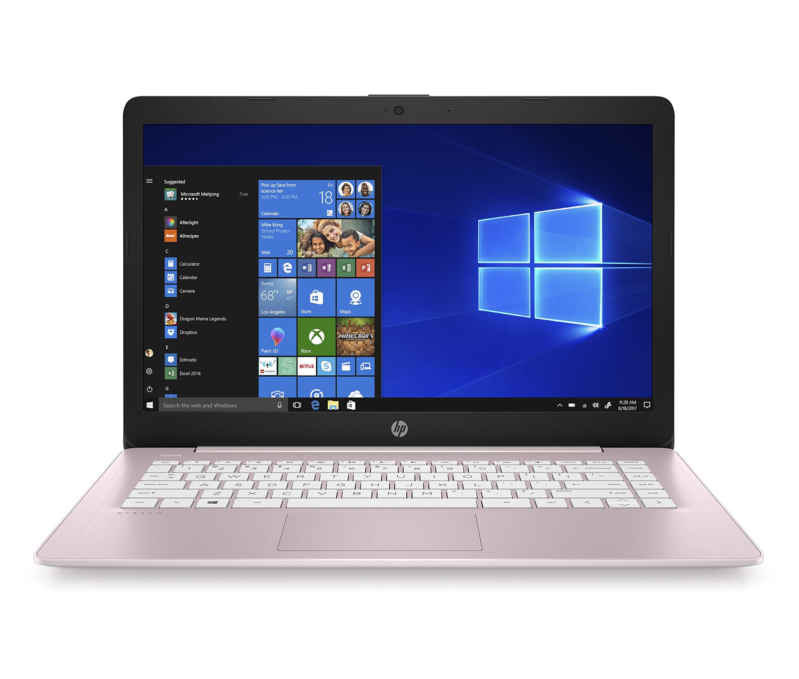 HP Stream 14 Inch Laptop, Intel Celeron N4000, 4 GB RAM, 64 GB eMMC, Windows 10 Home in S Mode With Office 365 Personal For 1 Year (14 cb188nr, Rose Pink)