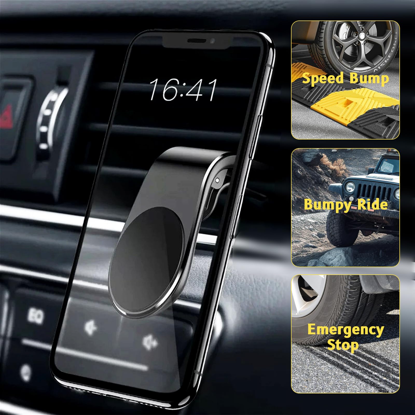 Tlm Mobile Phone Navigation Magnetic Holder, Rotatable Car Phone Holder (Black)