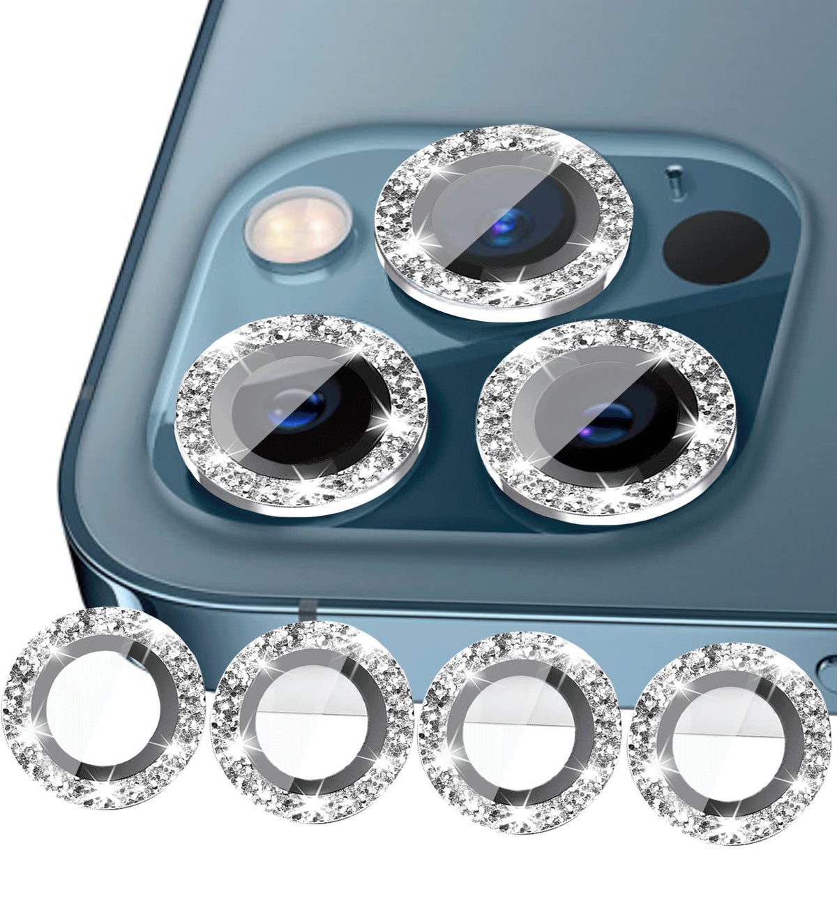 Nothers 3 Pack Bling Camera Lens Protector Compatible With Iphone 12/12 Pro /12 Mini/11/11 /11 Max, Hd Tempered Glass Screen Pro