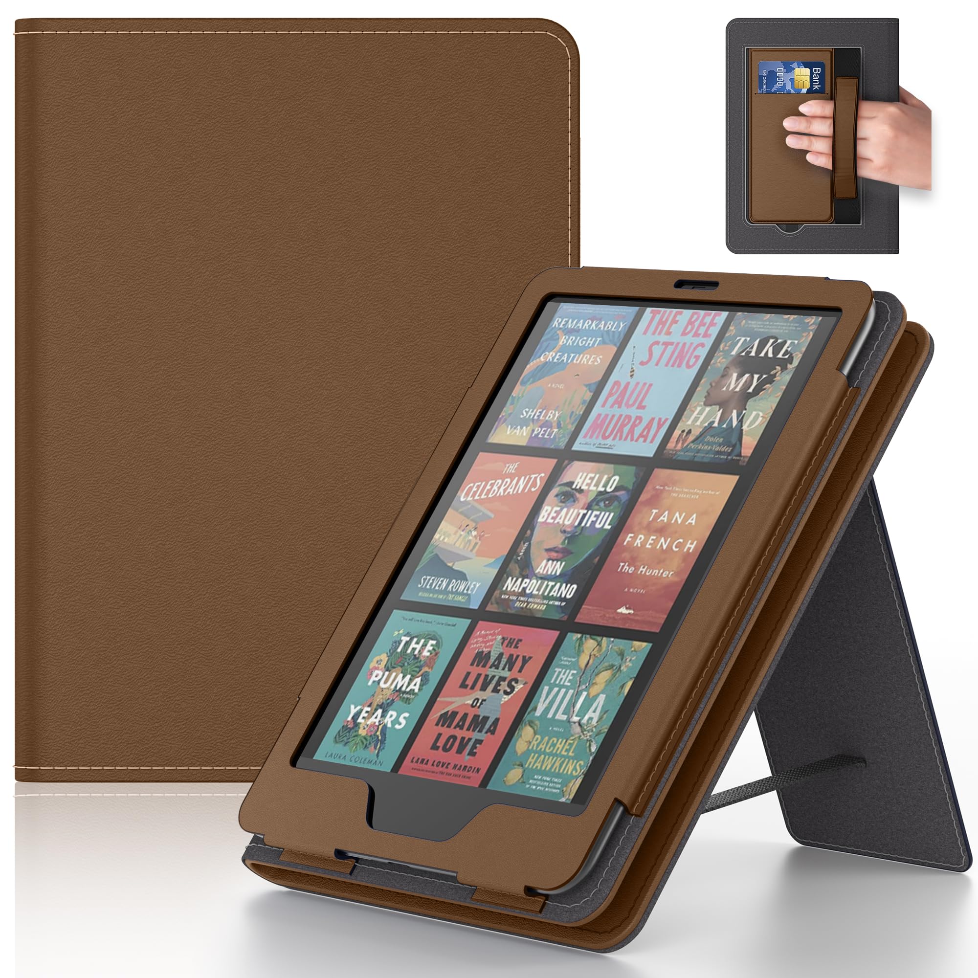 Lainergie Case with Hand Strap and Stand,Incompatible with Old Version, Durable Synthetic Leather Cover with Auto Sleep Wake,Bro