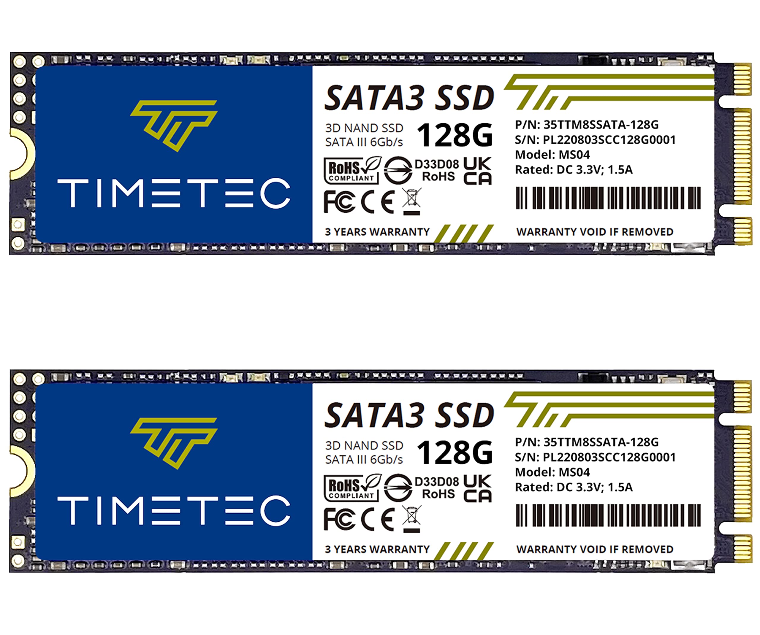 Timetec 128Gbx2 (2 Pack) Ssd 3D Nand Sata Iii 6Gb/S M.2 2280 Ngff Read Speed Up To 550Mb/S Slc Cache Performance Boost Internal Solid State Drive For Pc Computer Laptop And Desktop