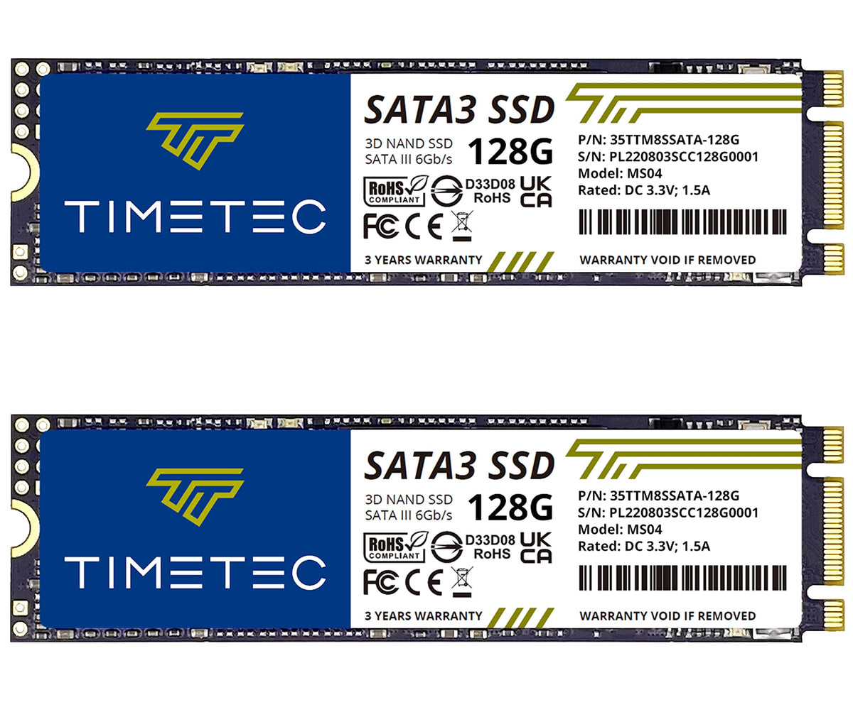 Timetec 128Gbx2 (2 Pack) Ssd 3D Nand Sata Iii 6Gb/S M.2 2280 Ngff Read Speed Up To 550Mb/S Slc Cache Performance Boost Internal Solid State Drive For Pc Computer Laptop And Desktop