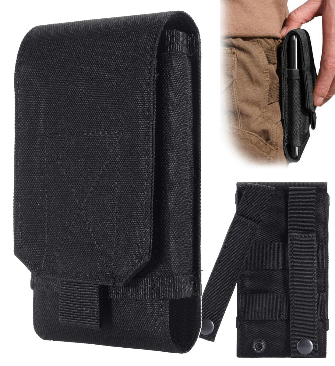 Urvoix Black Army Camo Molle Bag For Mobile Phone Belt Pouch Holster Cover Case Size L