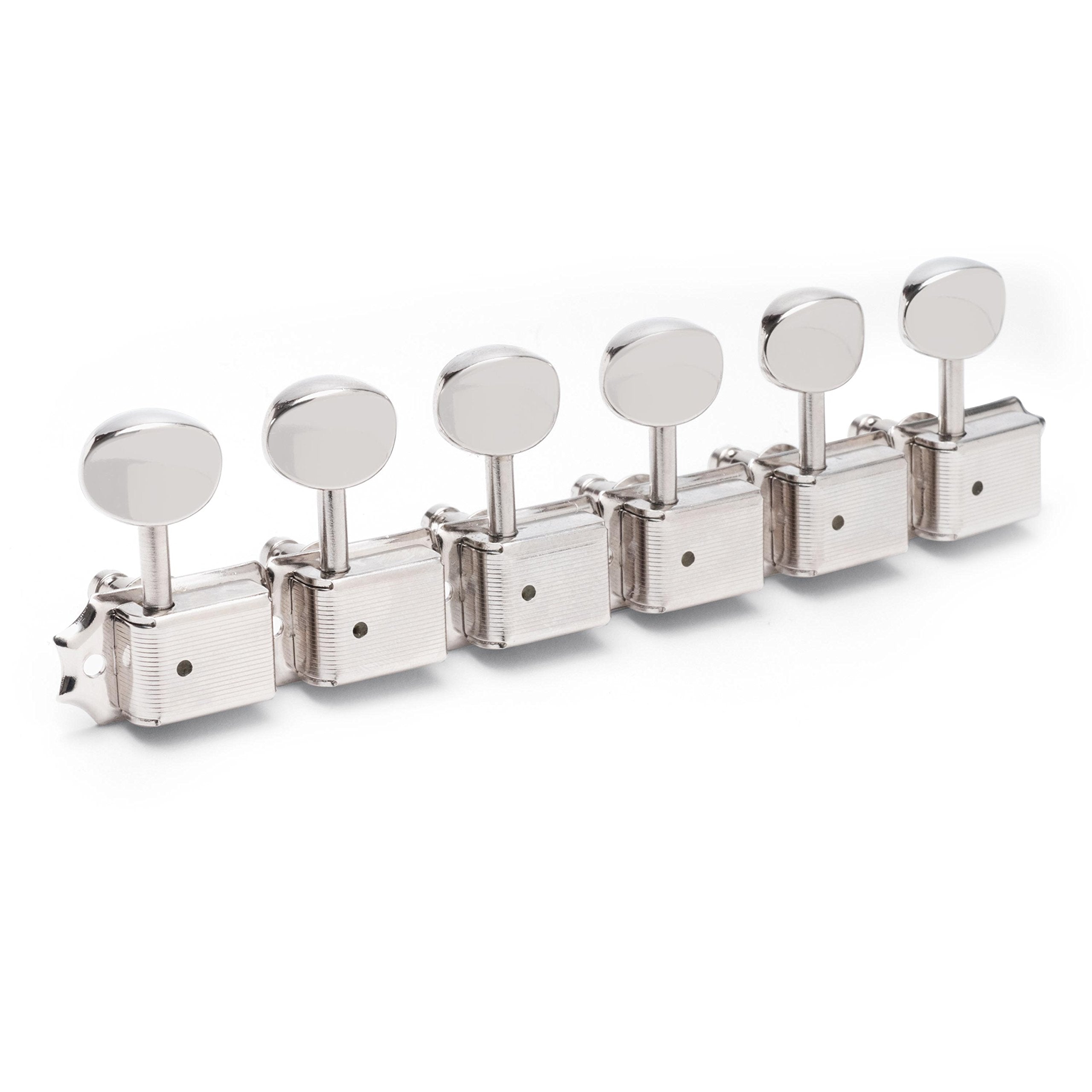 Gotoh Locking Vintage Oval Knob 6 In Line Tuners, Nickel