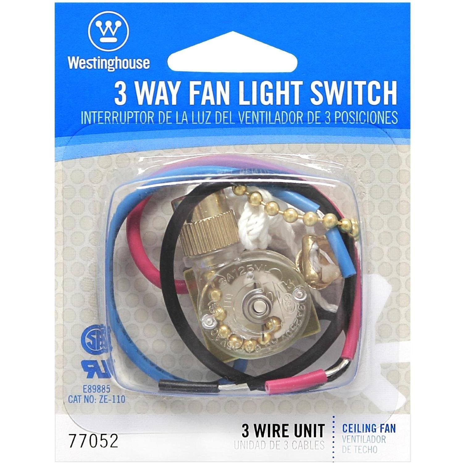 Westinghouse 7705200, 3 Way Fan Light Switch, 1 Pack
