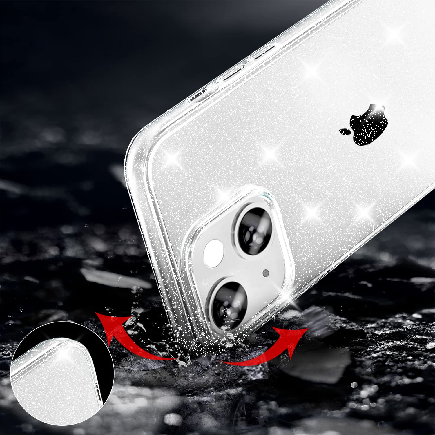 Tenoc Phone Case Compatible With Iphone 13 Mini, Glitter Case Clear Sparkling Protective Bumper Cute Cover For Girls Women