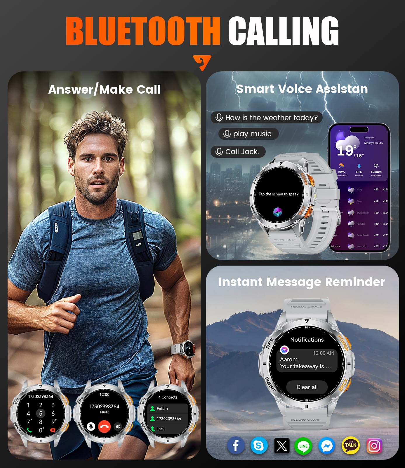 Foxbox Gps Smart Watch For Men Led Flashlight, 530Mah Extra Large Battery, 1.43'' Amoled Military Smartwatch Answer/Make Call Wi