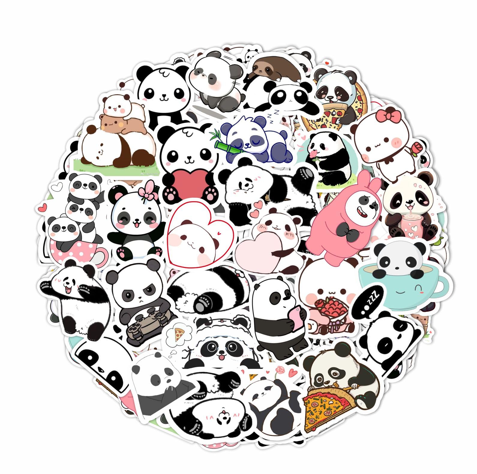 100Pcs Panda Stickers For Water Bottle And Laptop   Panda Party Favors & Decorations, Waterproof Vinyl Decals, Cute Animal And B