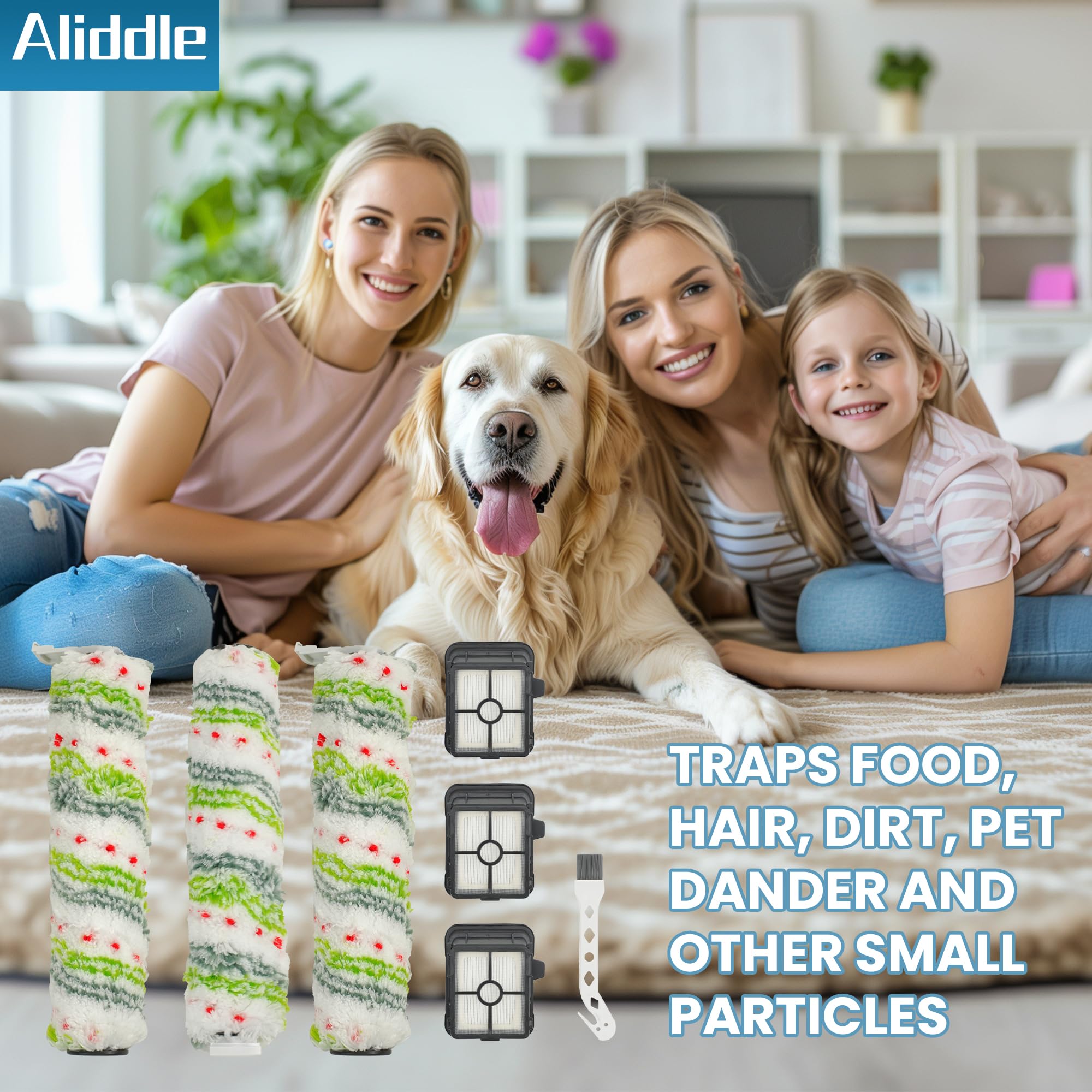 3 Pack Multi Surface Pet Brush Rolls 2788 And 3 Pack Vacuum Filters 1866 Compatible With Bissell Crosswave Max Replacement Parts