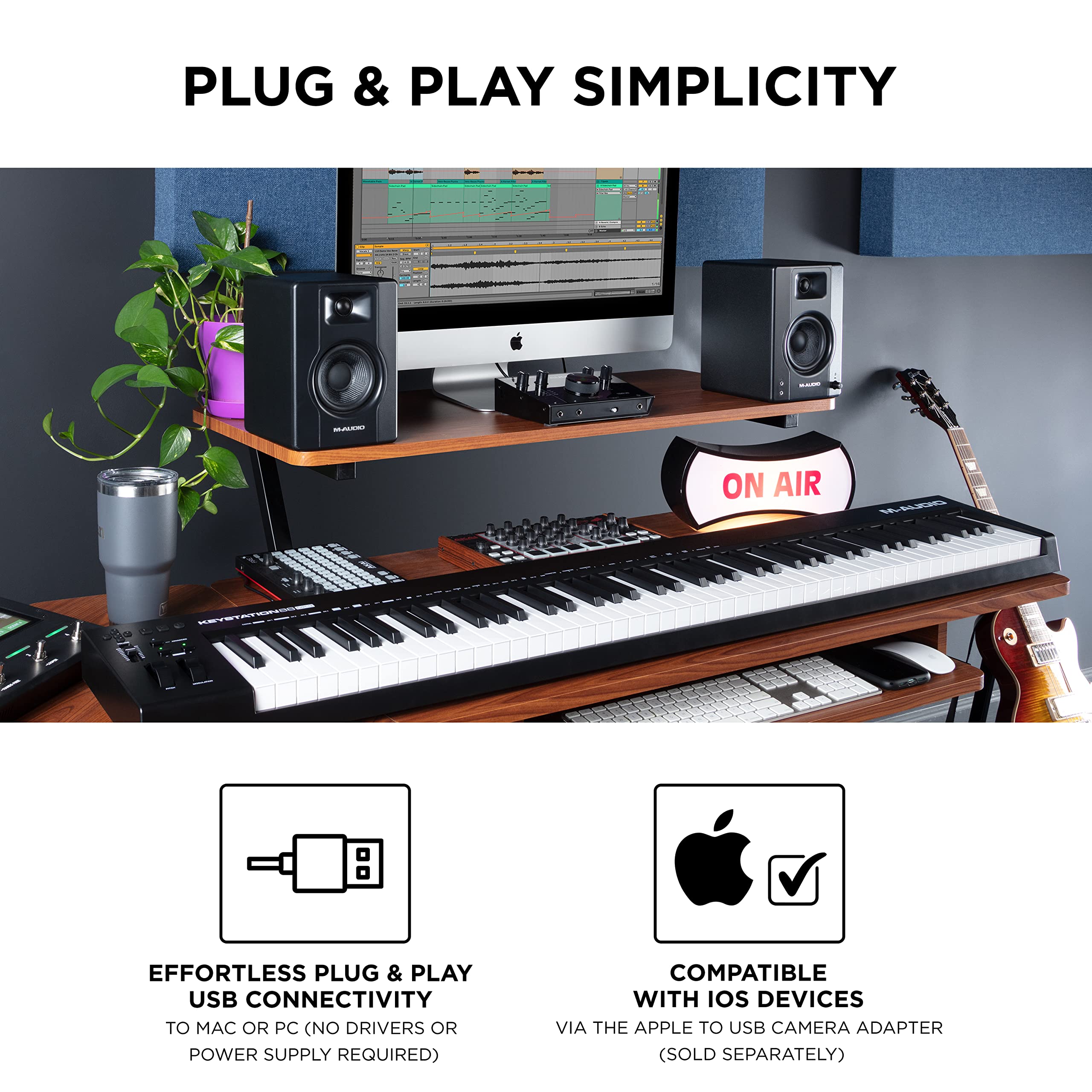 M Audio Keystation 88 Mk3   88 Key Semi Weighted Midi Keyboard Controller For Complete Command Of Virtual Synthesizers And Daw P