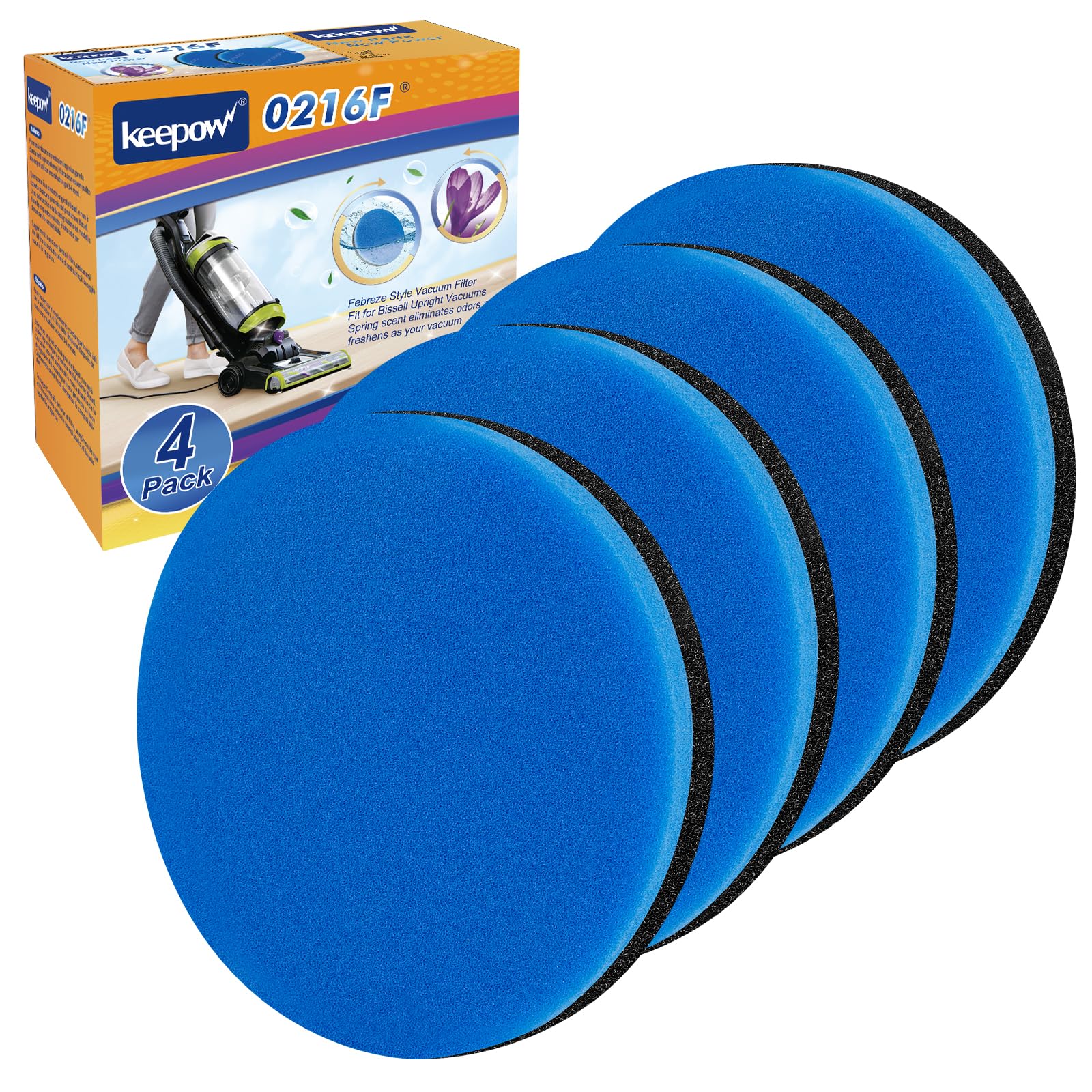 Keepow Vacuum Filter Compatible With Bissell Cleanview & Powerglide Pet Upright Vacuum, Compare To Part #12141, 4 Pack (No Fragr