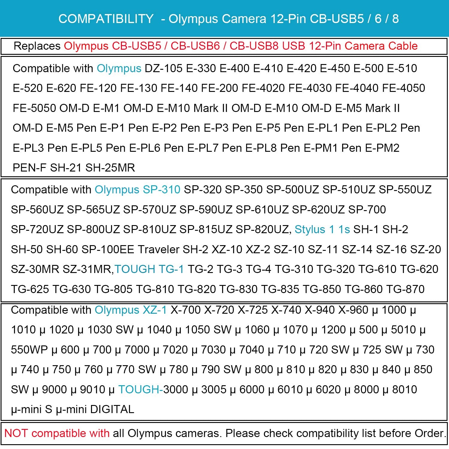 Maxllto Usb Cable For Olympus Tough Tg 860 Tg 870, Extra Long 5Ft 2In1 Usb Data Sync Charge Charging Cable Cord For Olympus Styl