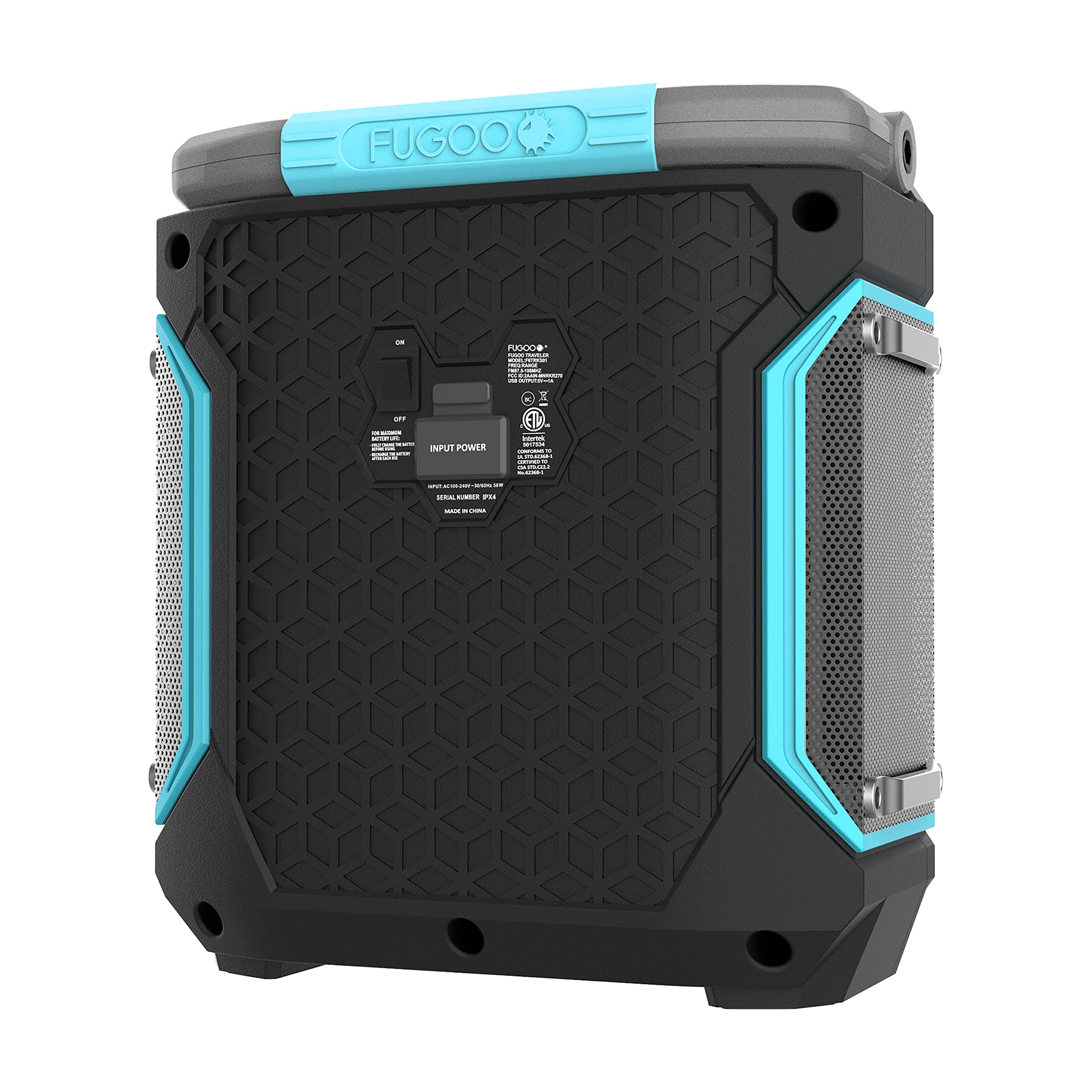 Fugoo Traveler | Portable Indoor/Outdoor Bluetooth Speaker | 100W, 7 Inch Sub, 48 Hour Playtime | 270 Degree Audio | Ipx4 Water Resistant | Use As Pa System � Mic/Guitar Input & Usb Port