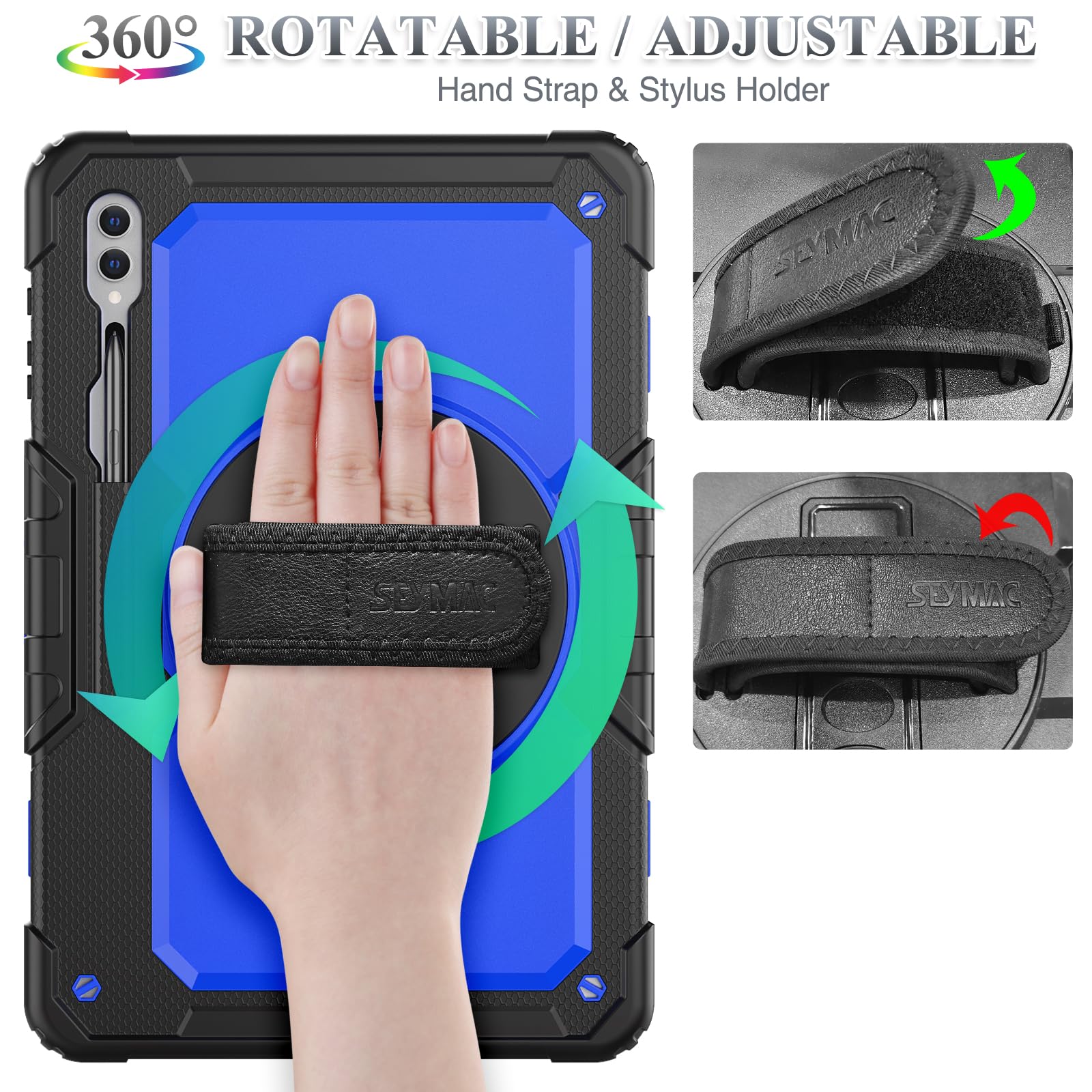 Seymac Stock Case For Samsung Galaxy Tab S9 Ultra/ S8 Ultra Tablet Case 14.6'' With Screen Protector Pencil Holder [360 Rotating