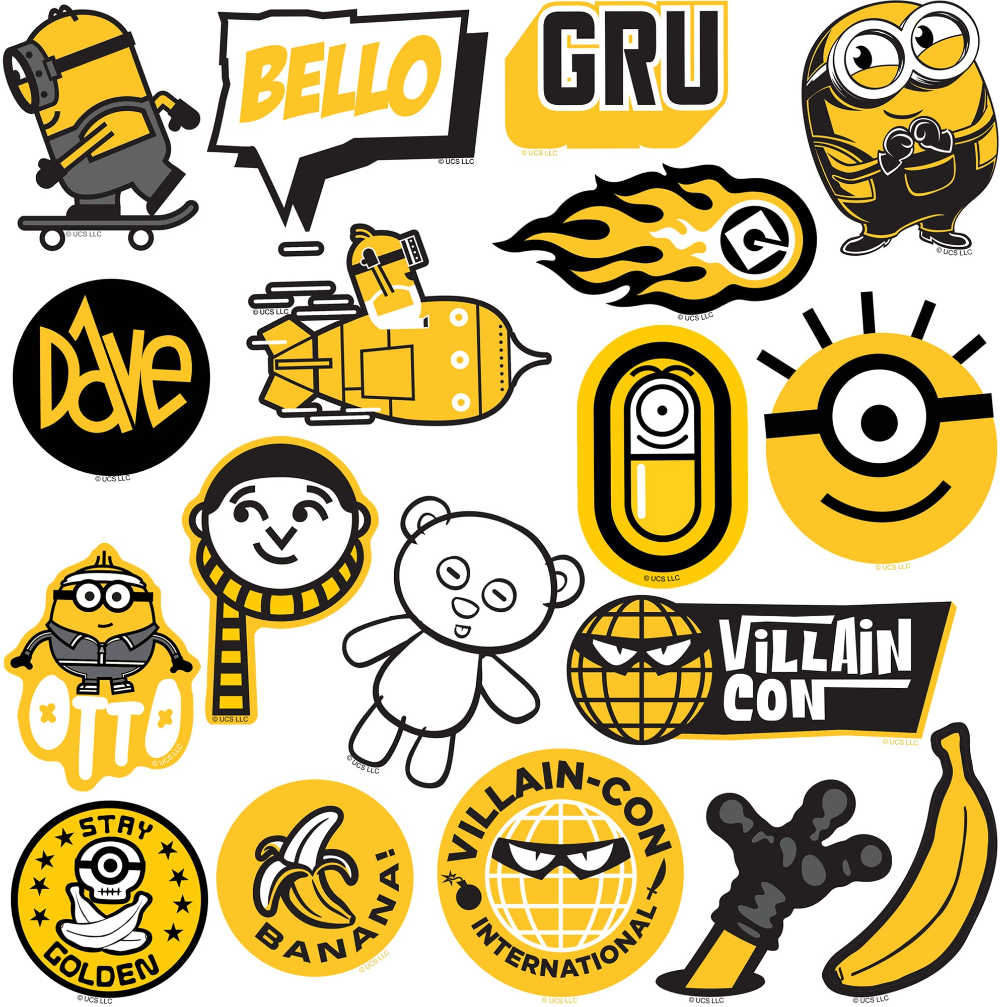Minions 50Ct Vinyl Large Deluxe Stickers Variety Pack   Laptop, Water Bottle, Scrapbooking, Tablet, Skateboard, Indoor/Outdoor