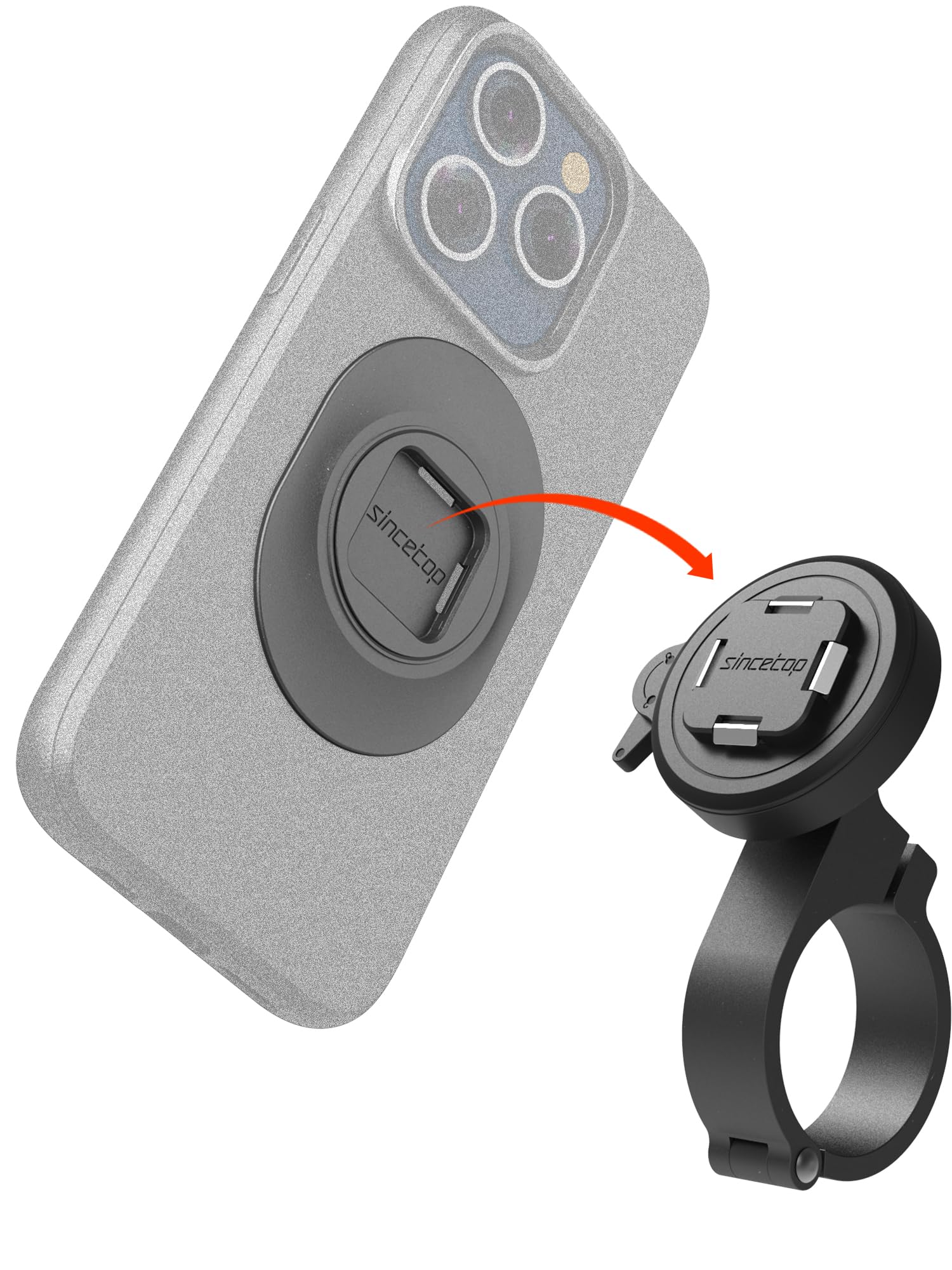 Sincetop Bike/Motorcycle Phone Mount - Series Q [ Quad ] - Quick Lock & Release - Aluminum Bicycle Handlebar Phone Holder - Comp