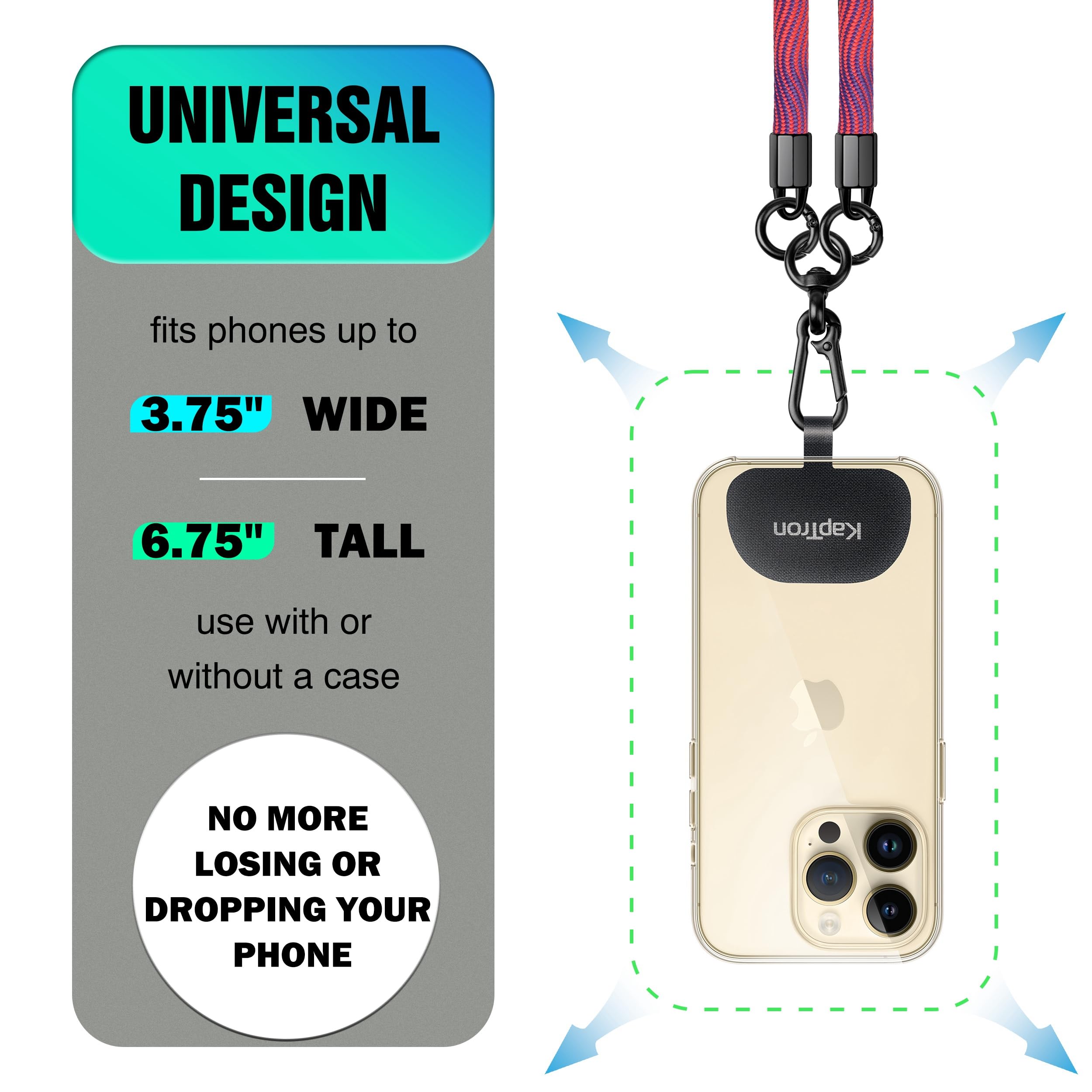 Kaptron Universal Cell Phone Lanyard: Adjustable Crossbody Cell Phone Strap With Silicone Phone Holder And Phone Tethers