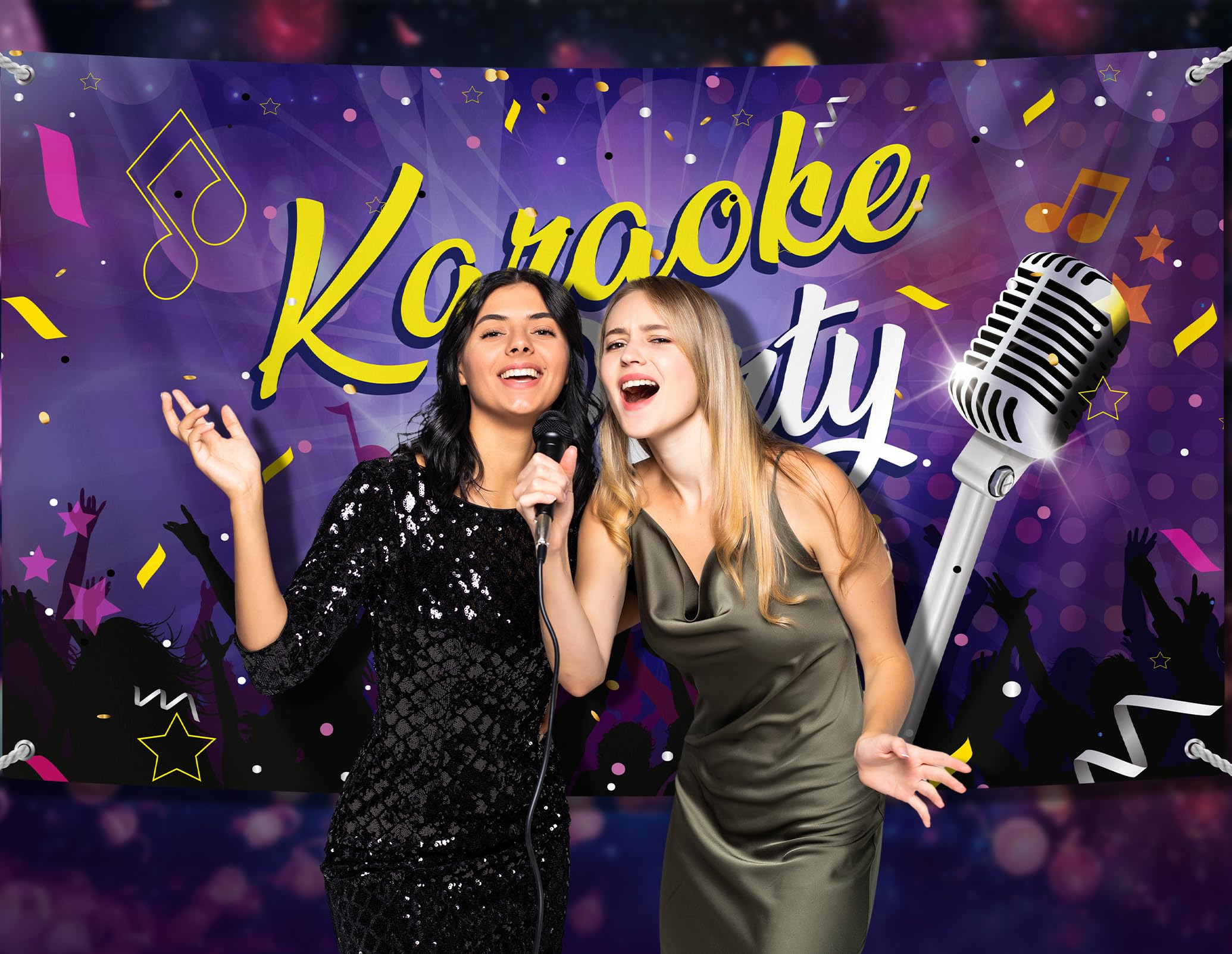 Karaoke Party Backdrop   Music Disco Bday Theme Studio Background Banner Decorations Photography Supplies For Birthday Party   F