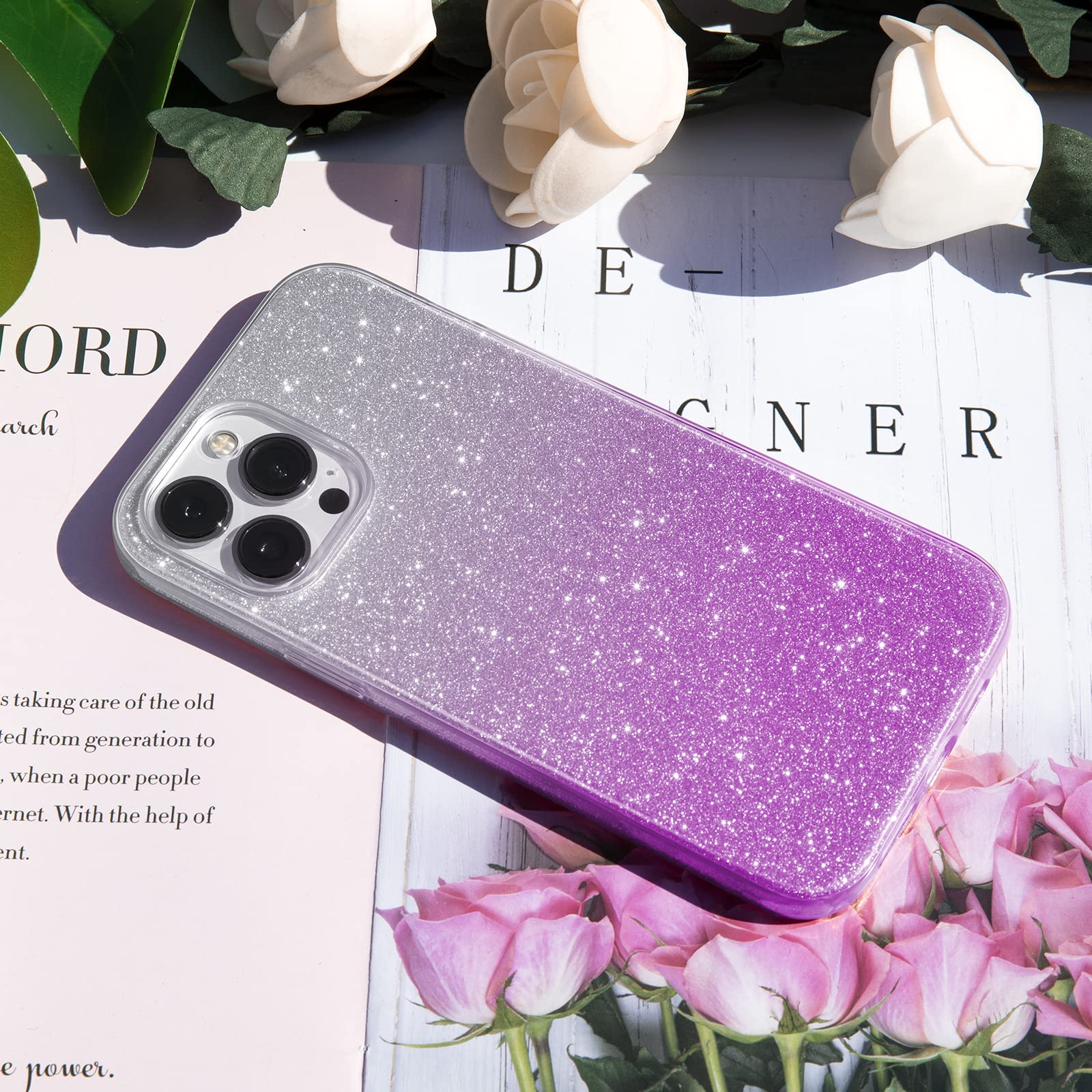 MATEPROX iPhone 13 Pro Bling Sparkle Phone Case TPU PC Gradient Purple 6.1"