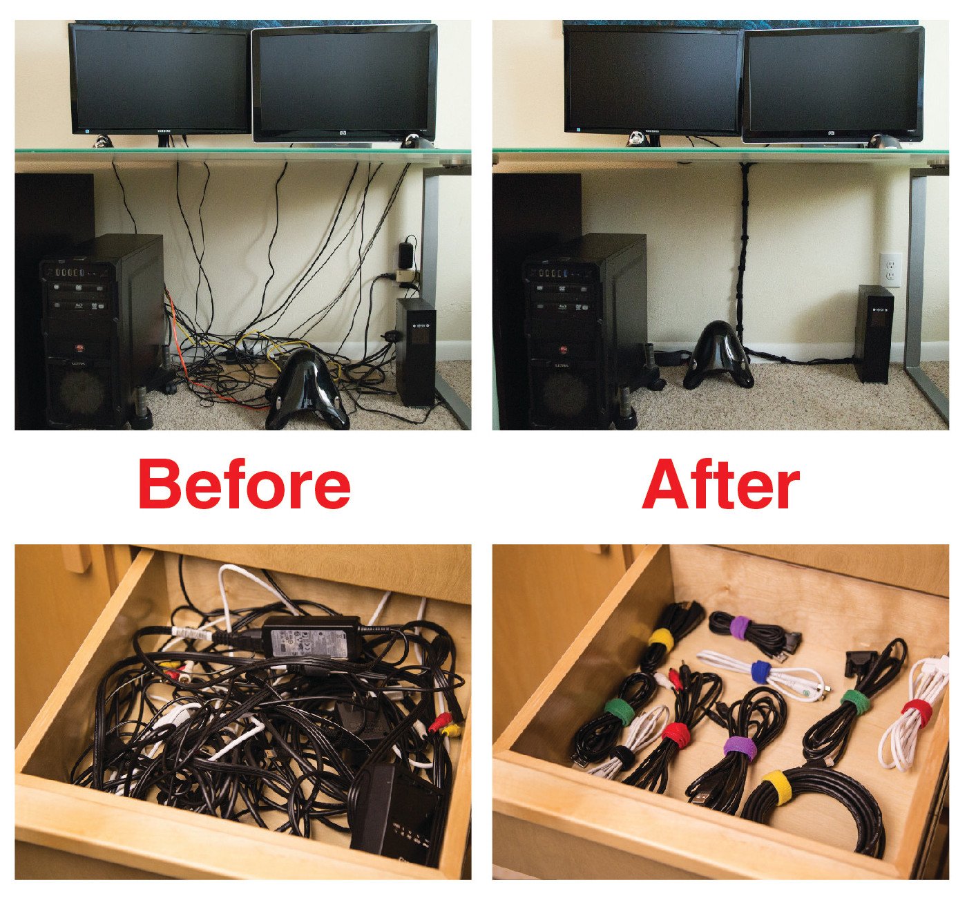 Reusable Cable Ties 1/2'' X 8'' For Cable Management And Organizing Cords   60 Pack (Black)