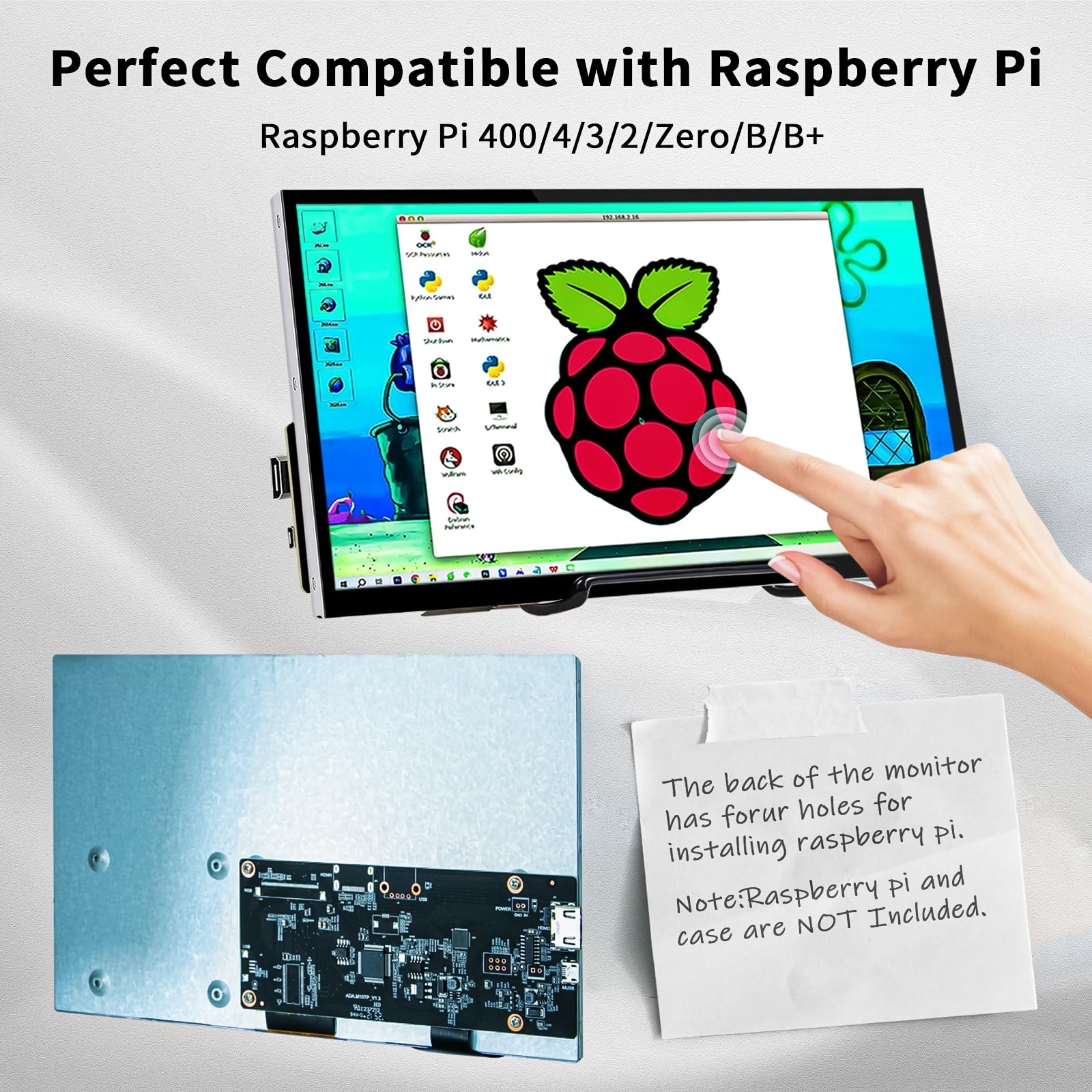 Hamtysan Raspberry Pi Touchscreen,10 Inch Monitor Hdmi,1024  600 Mini Monitor,16:9 Ips Screen Small Portable Display For Raspber