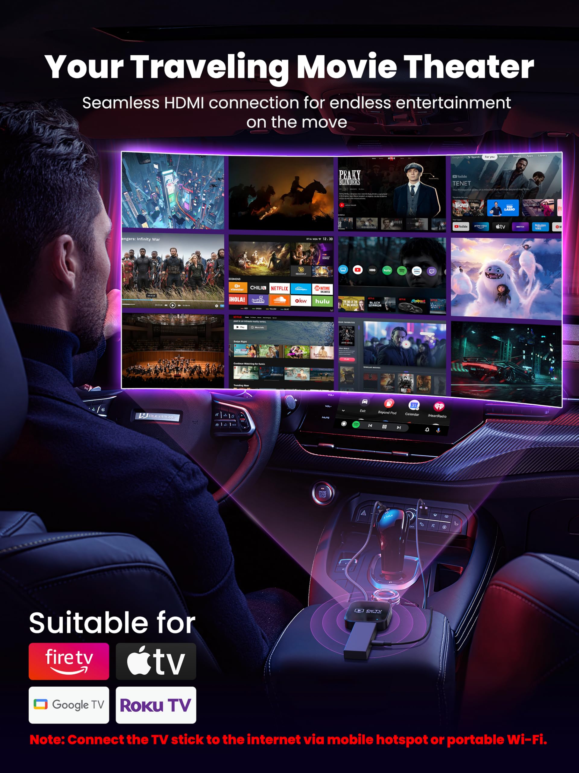 Car Tv Mate Pro, 2 In 1 Hdmi Steaming & Wireless Carplay Adapter, 2025 Upgraded Car Multimedia Adapter Fit For Fire Tv Stick/Gam