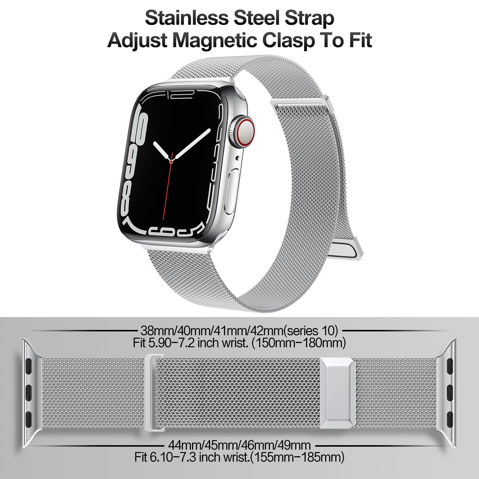 Epuly Compatible With Apple Watch Band 38Mm 40Mm 41Mm 42Mm(Series 10),Stainless Steel Mesh Loop Magnetic Clasp Bands For Iwatch