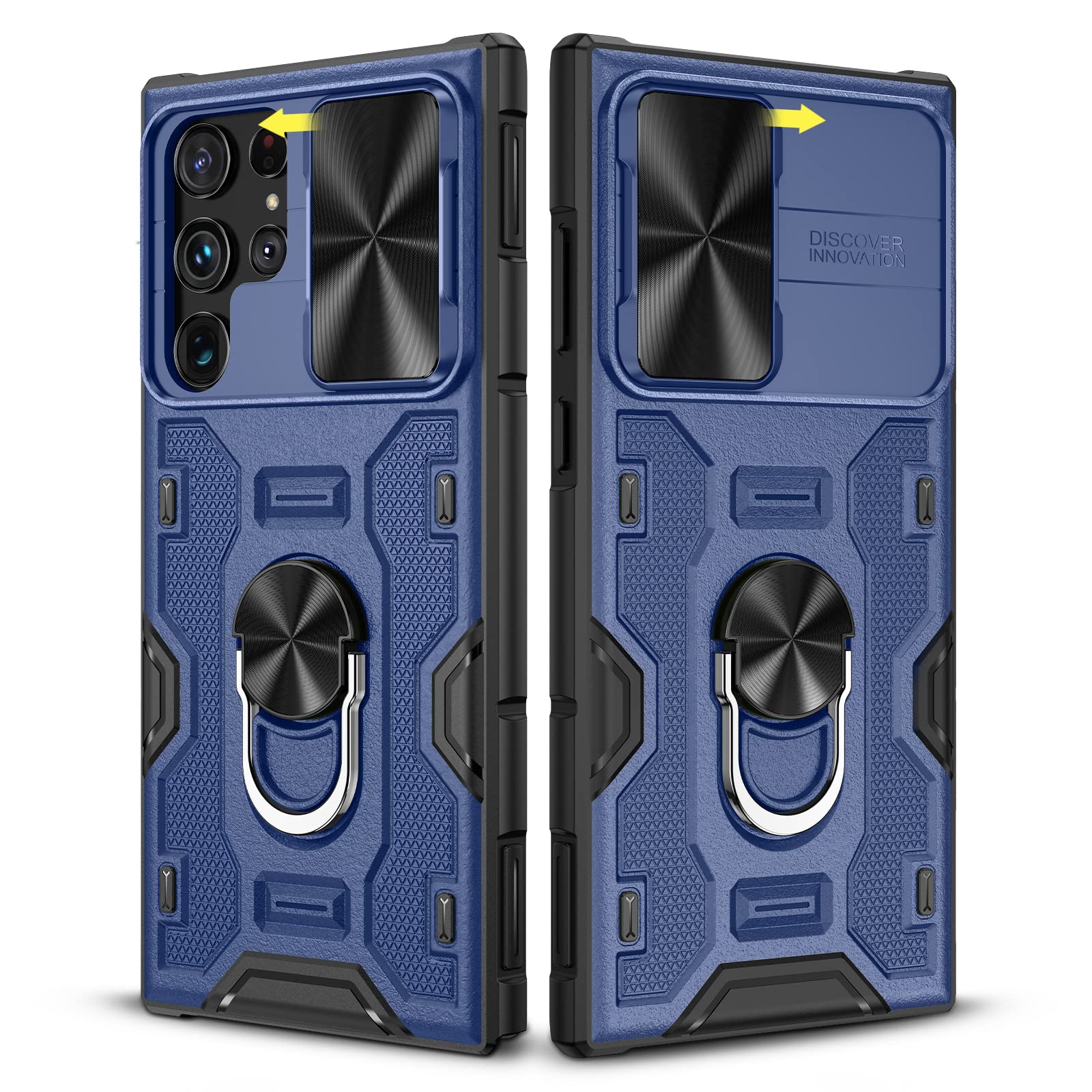 Caka For Galaxy S22 Ultra Case, Samsung S22 Ultra Case With Kickstand Slide Camera Cover With Built In 360    Rotate Ring Stand