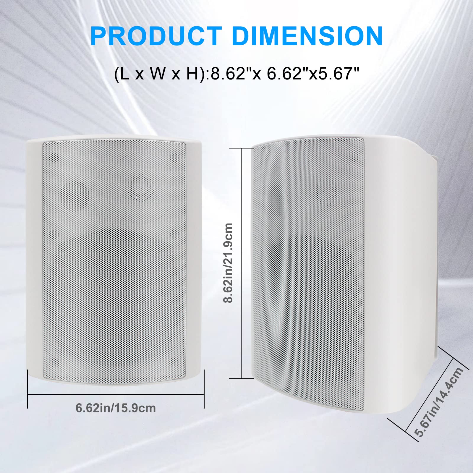 Herdio 5.25 Inch 600W Outdoor Bluetooth Speakers Waterproof Wired Wall Mount Weatherproof Loudspeaker System For Indoor  Outdoor