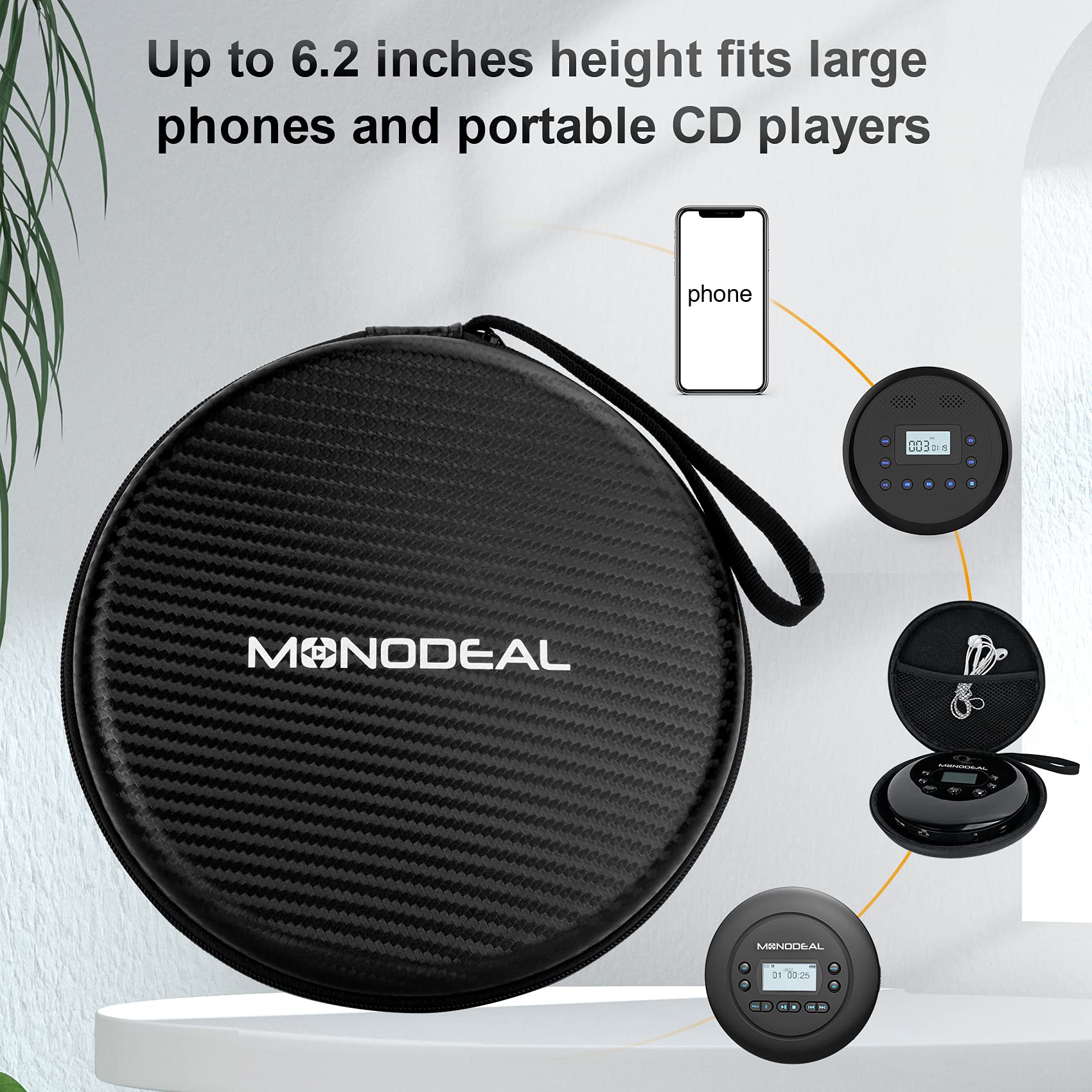 Monodeal Portable Cd Player Case Portable Cd Players, Also Compatible With Gueray, Hott, Gpx, Coby, Tyler, Arafuna, Oakcastle Cd Players
