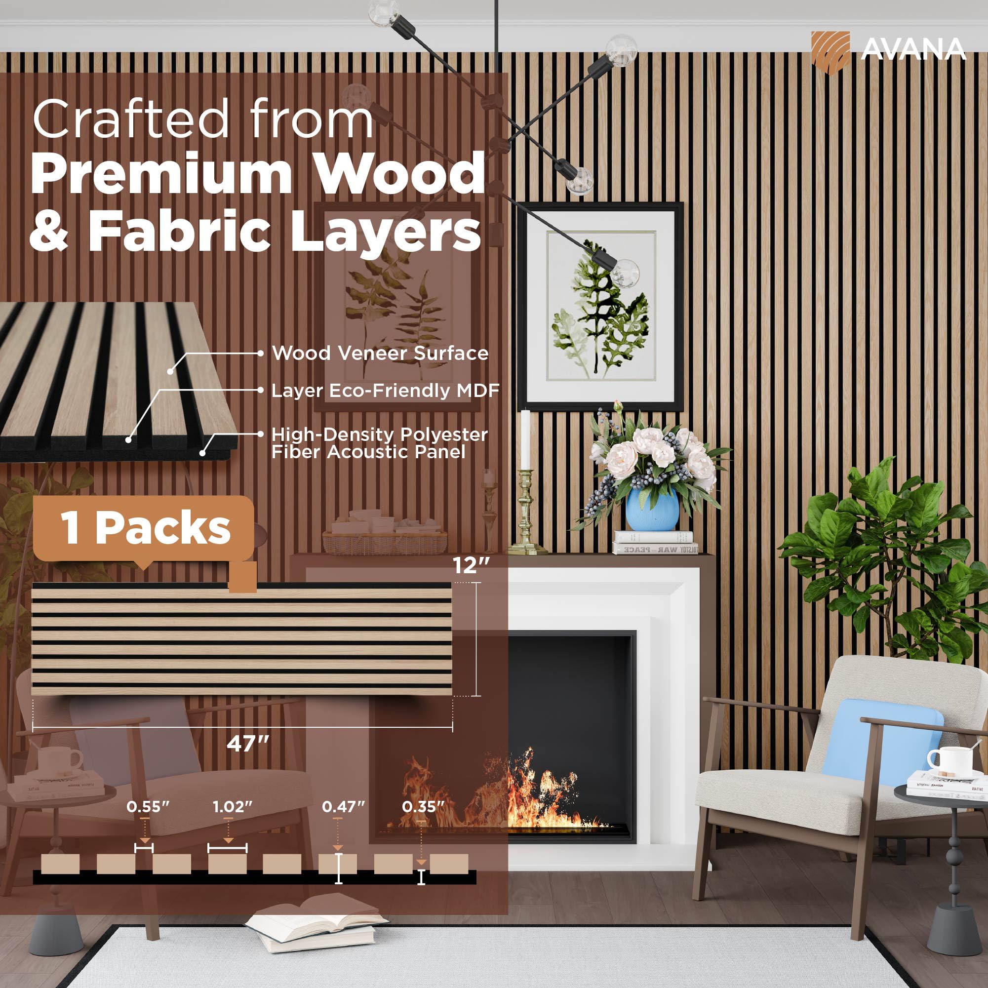 Avana Acoustic Wood Wall Panels   47.2 X 12.6 Inch White Oak Acoustic Panels 1 Pc   Wall Panels For Interior Wall Decor For Home