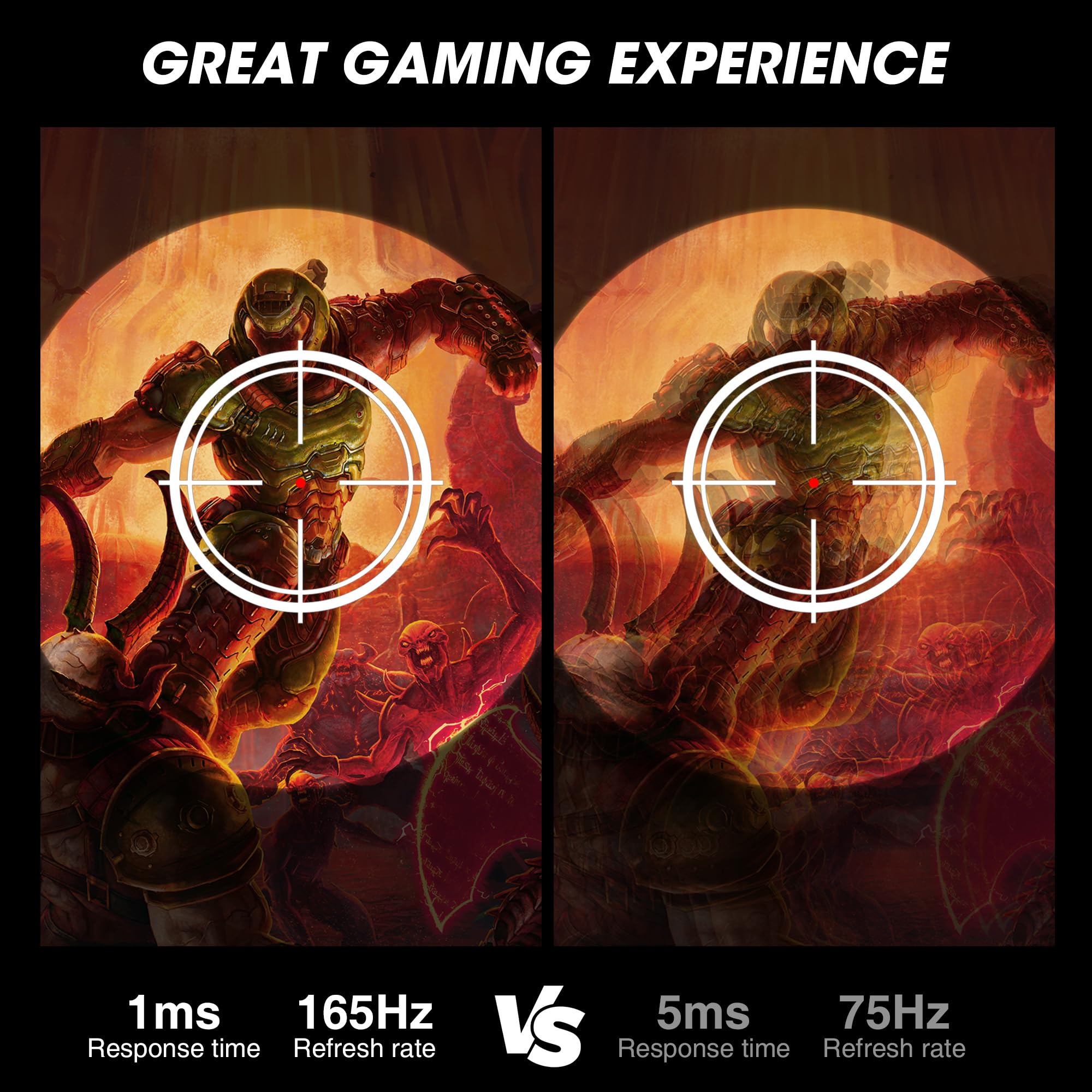 Koorui 24'' Qhd Gaming Monitor 165Hz, 1Ms, Fast Ips, 2K Display, 100% Srgb, Adaptive Sync, Height/Tilt/Pivot Adjustment, Hdmi, D