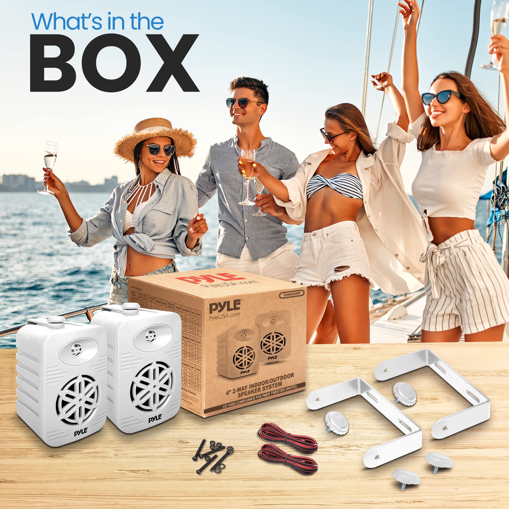 Pyleusa Indoor Outdoor Speakers Pair   300 Watt Dual Waterproof 4    2 Way Full Range Speaker System W/ 1/2    High Compliance P