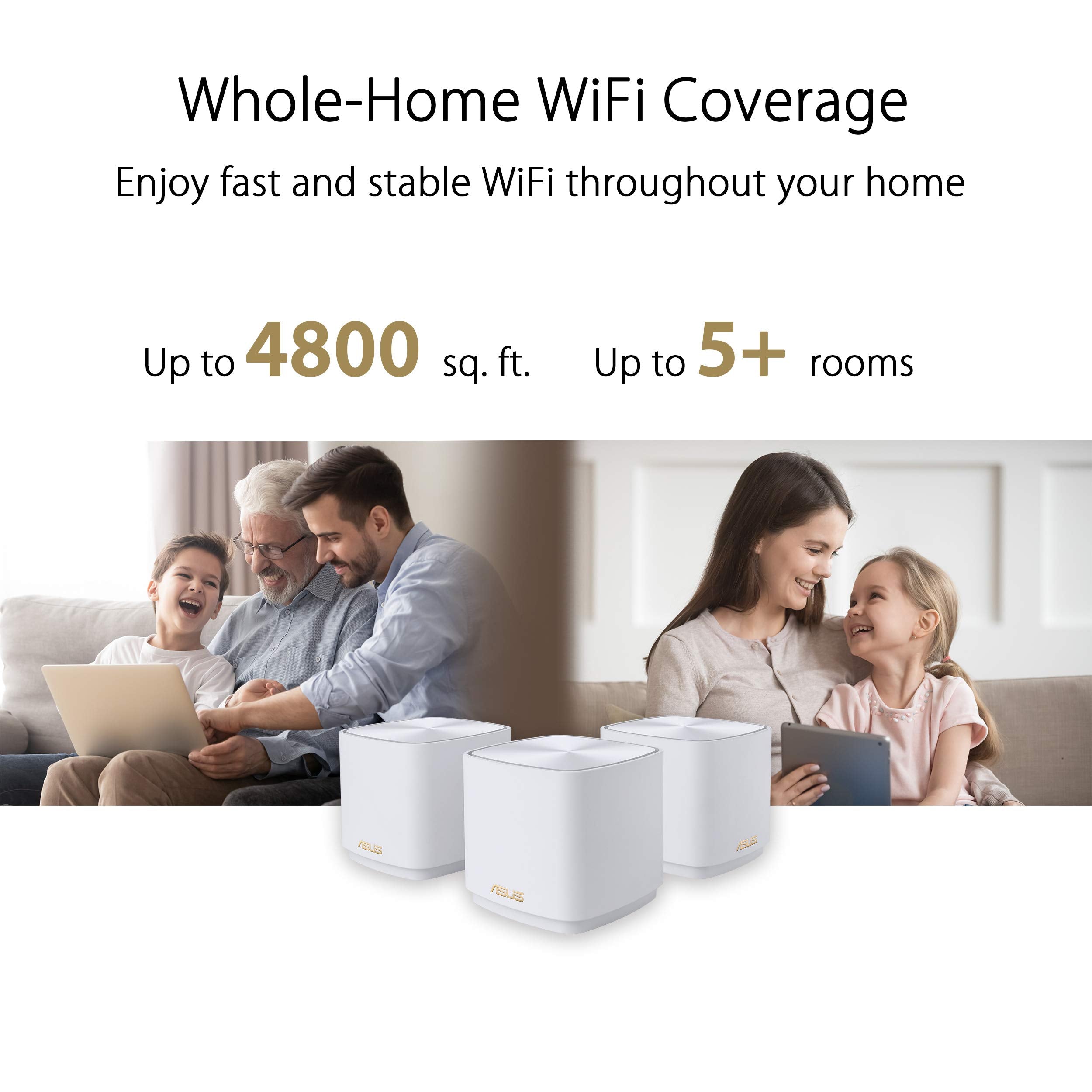 Asus Zenwifi Xd4 Plus Ax1800 Dual-Band Mesh Wifi 6 System (Xd4 Plus)-Whole Home Coverage Up To 4,800 Sq.Ft & 25+ Devices, 1800Mb