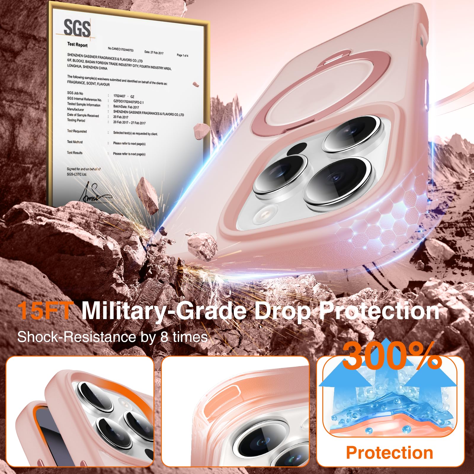 Chicfun 360 O-Ring Magstander For Iphone 15 Pro Case With Magnetic Kickstand Ring Holder [Compatible With Magsafe][360Rotate Sta