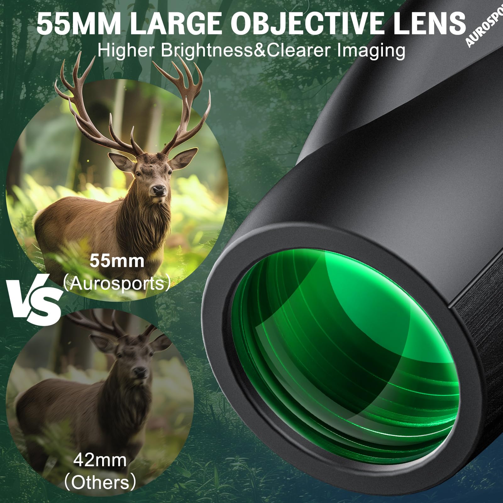 12X55 Monocular For Adults High Power   Aurosports Compact Portable Monoculars For Bird Watching   Hd Monoculars With Smartphone