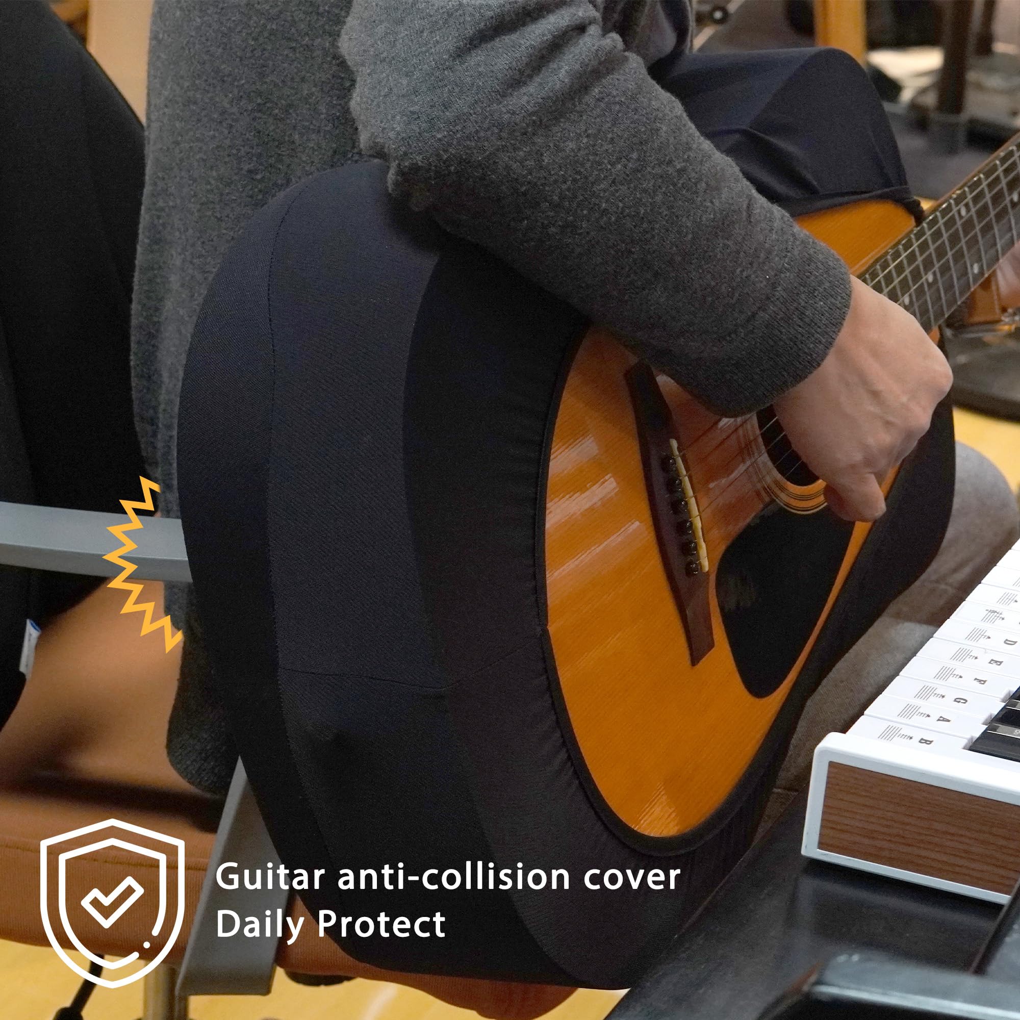 Musiin Premium Black Dust Cover For Acoustic And Bass Guitars   Tailored Protection Compatible With Fender Gibson Martin Taylor