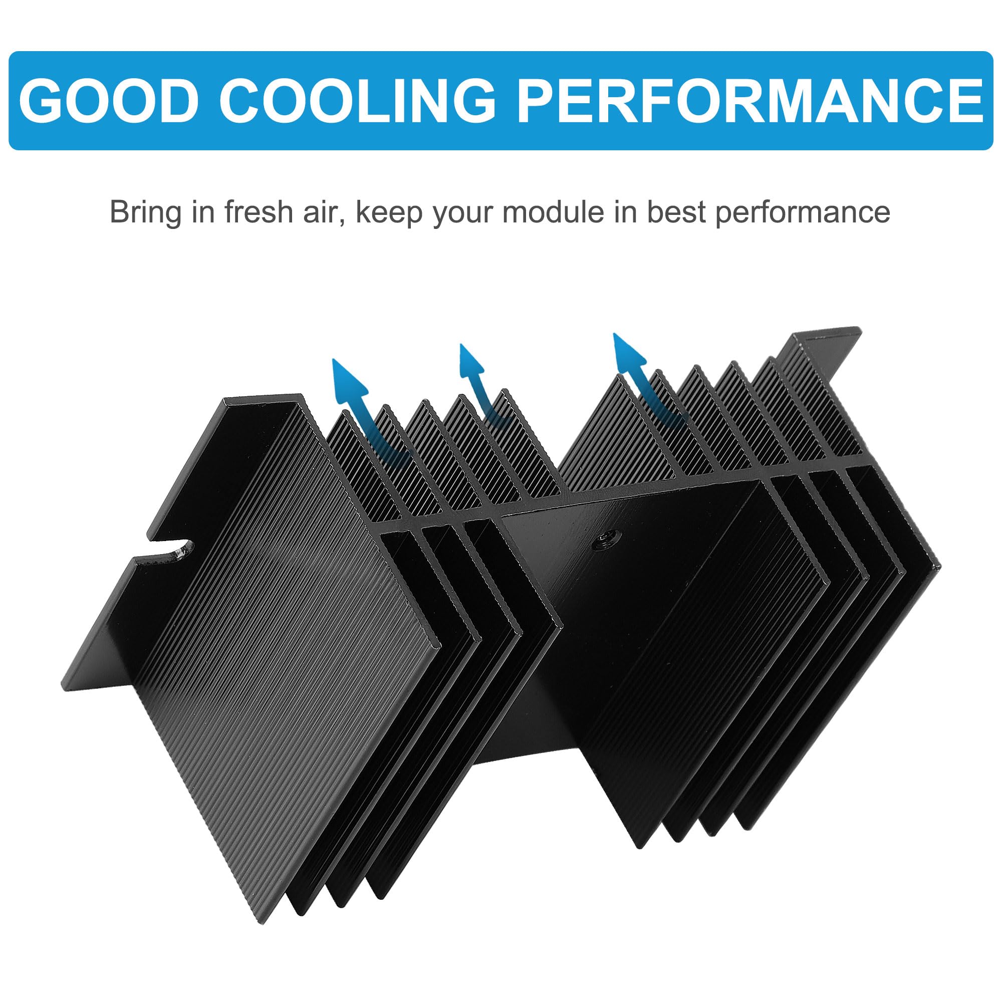Uxcell Black Aluminum Heatsink 4.9'' X 2.8'' X 2''/12.5 X 7 X 5Cm Cooling Fins Heat Dissipation Cooler Heat Sink For Solid State