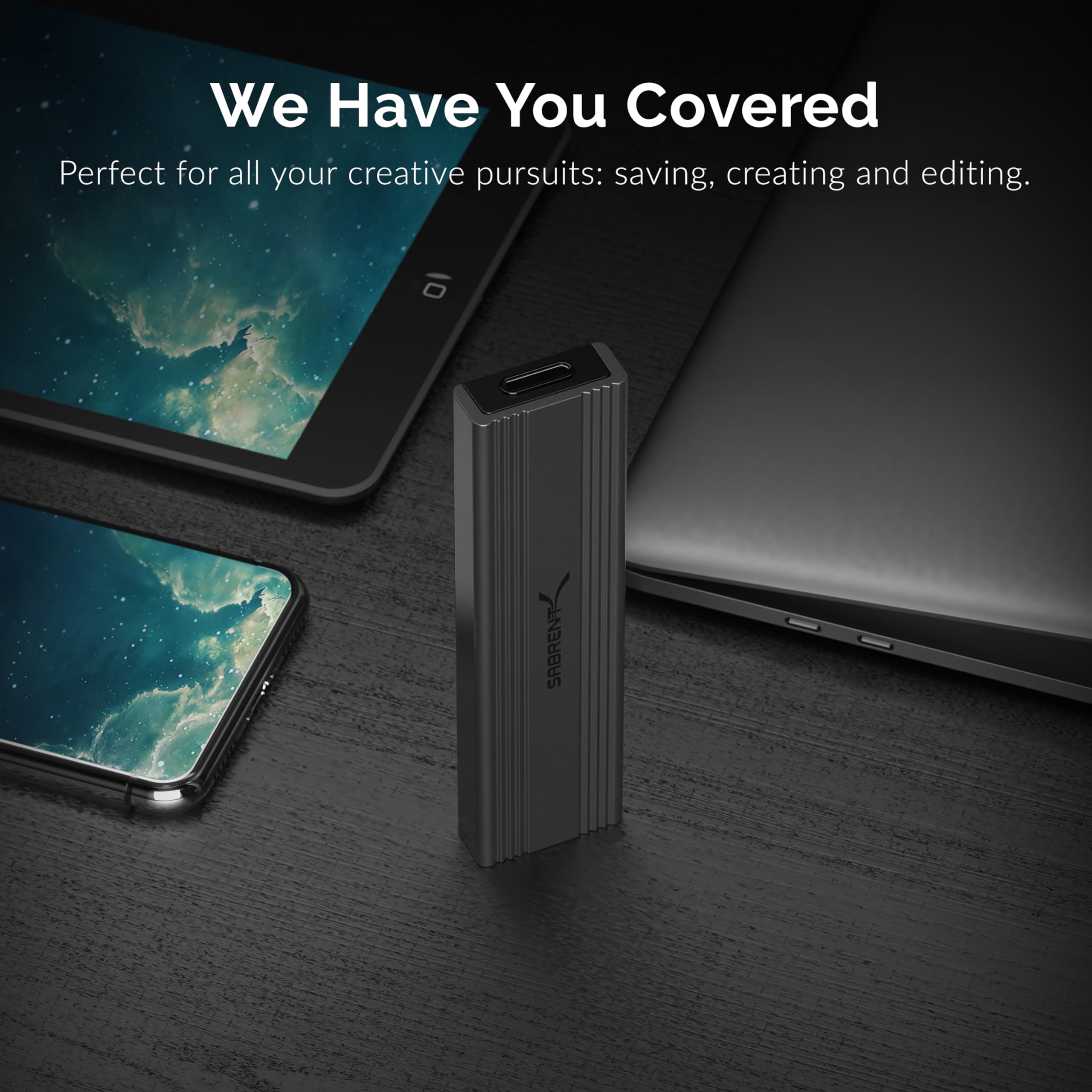 Sabrent Usb 3.2 10Gbps Type C Tool Free Enclosure For M.2 Pcie Nvme And Sata Ssds (Ec Snve)