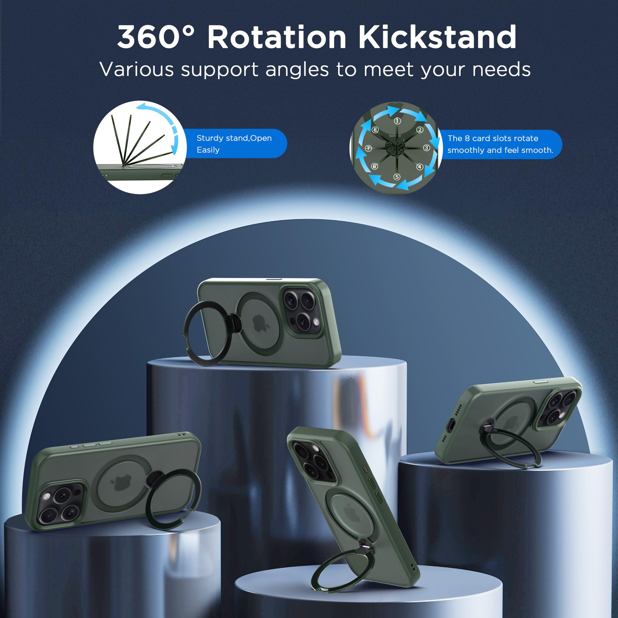 Cacoe Magnetic Case For Iphone 13 Pro 6.1 Inch With 360 Rotatable Ring Stand, Compatible With Magsafe Car Phone Mount, Cases Cov