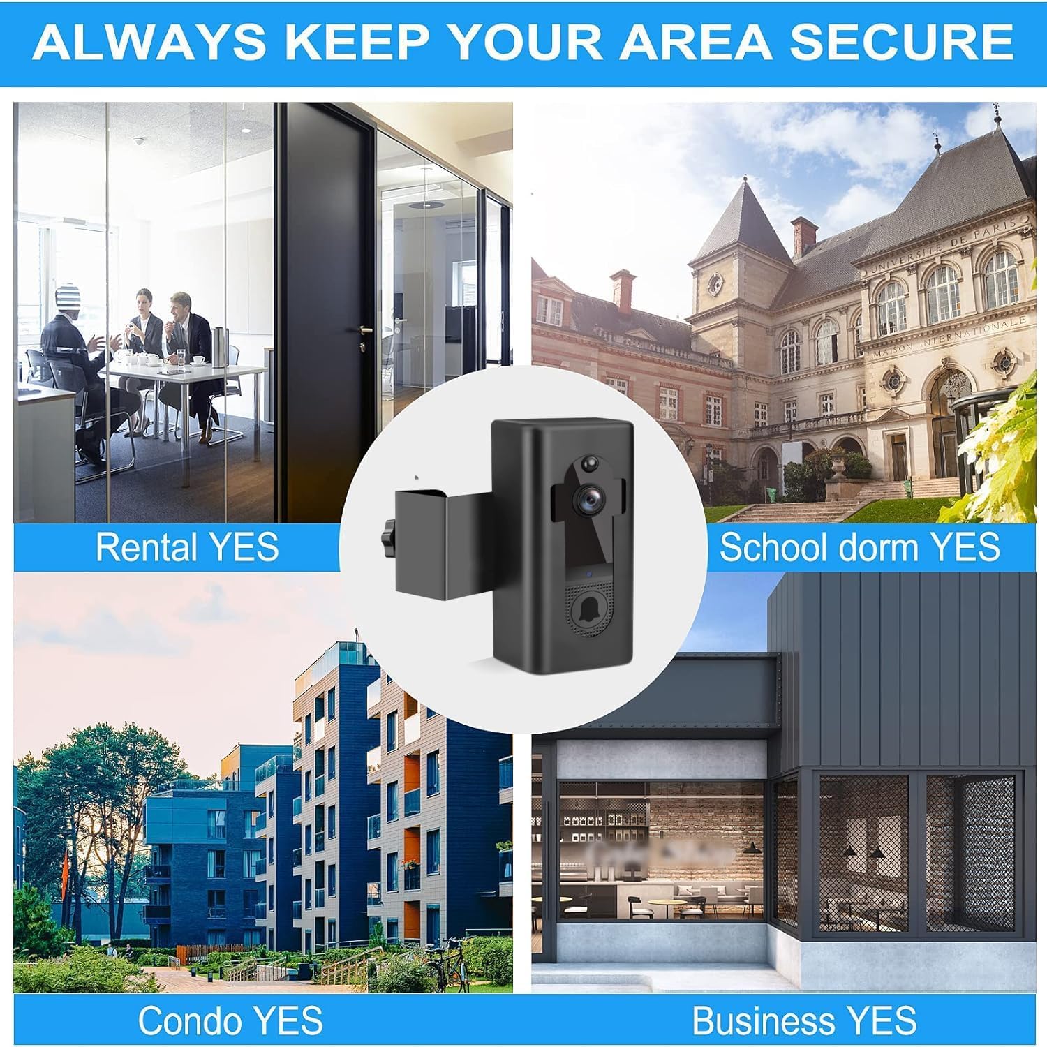 Doorbell Holder, No Drill Anti Theft Video Doorbell Mount Compatible With Eken/Aiwit/Paso/Tuck Doorbell, Adjustable Mounting Bra