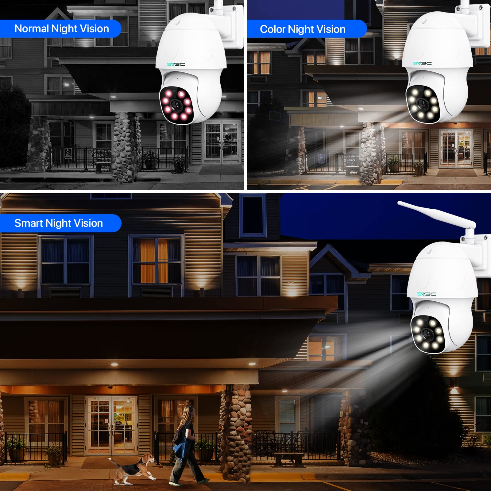 Sv3C 4K Security Ip Camera Outdoor, 8Mp Ptz Pan Tilt Dual Band 2.4G 5G Wifi Cameras With Auto Track, Floodlight Color Night Visi