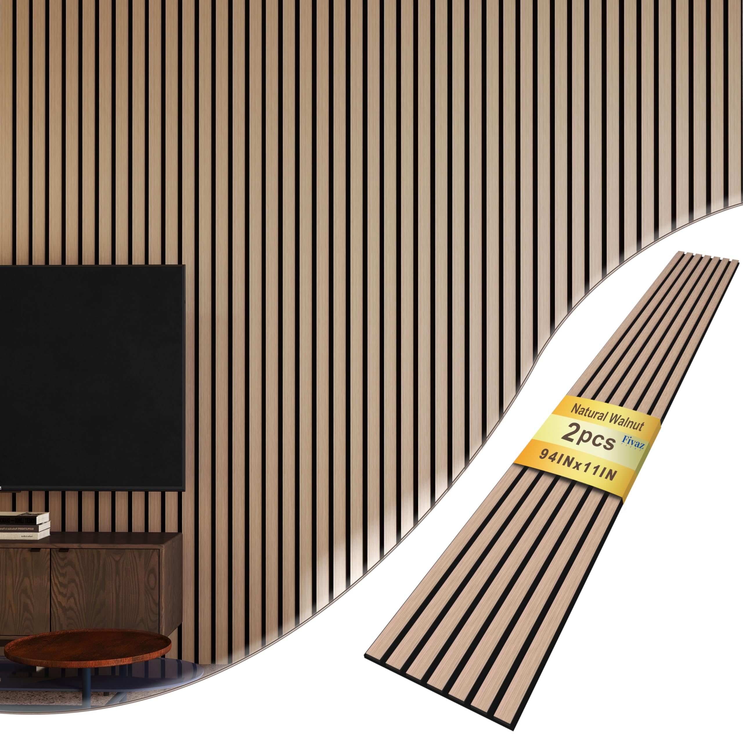 Fivaz 2 Pcs 94    11 Wood Panels for Wall, Soundproof Wood Slat Wall Paneling, Stylish Decor Acoustic Wall Panels for Wall and C