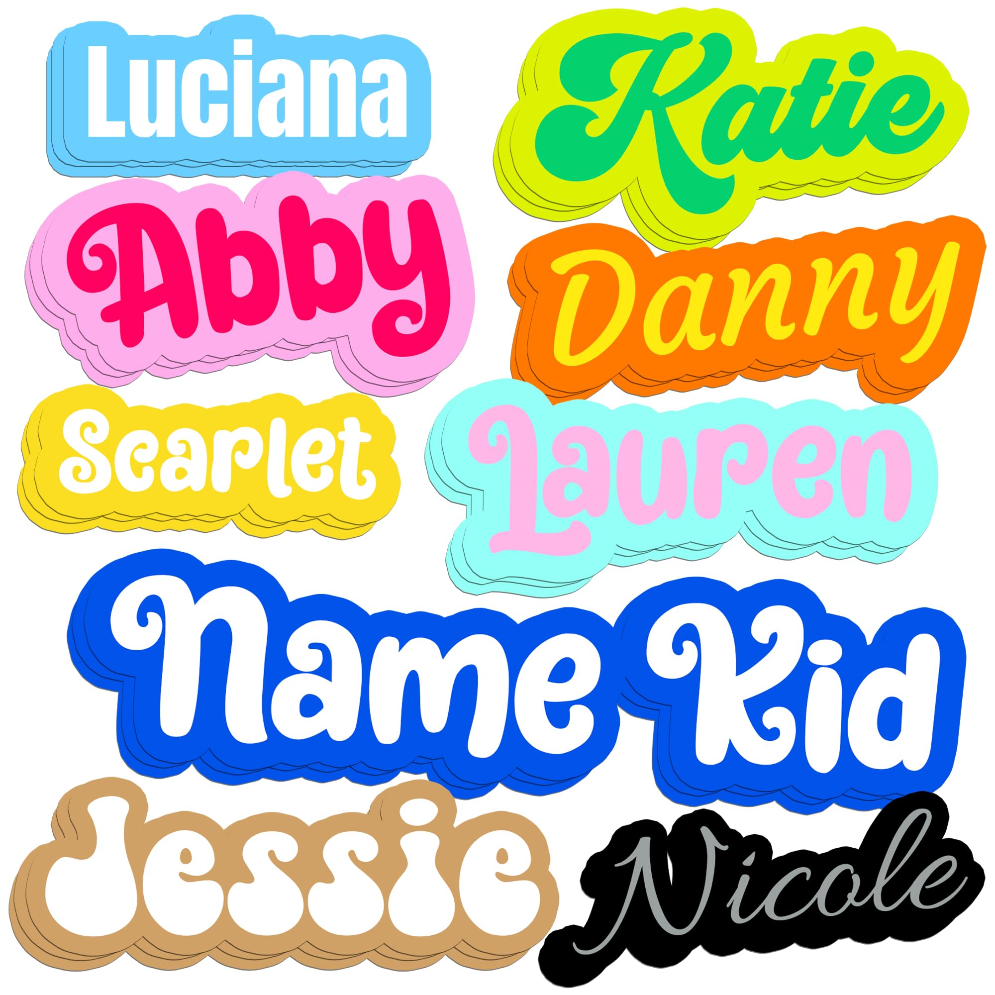 Personalized Name Sticker Custom Name Kid Sticker Name Kids Color Customizable Text Stickers Cute Decal Sticker Funny For Hard H